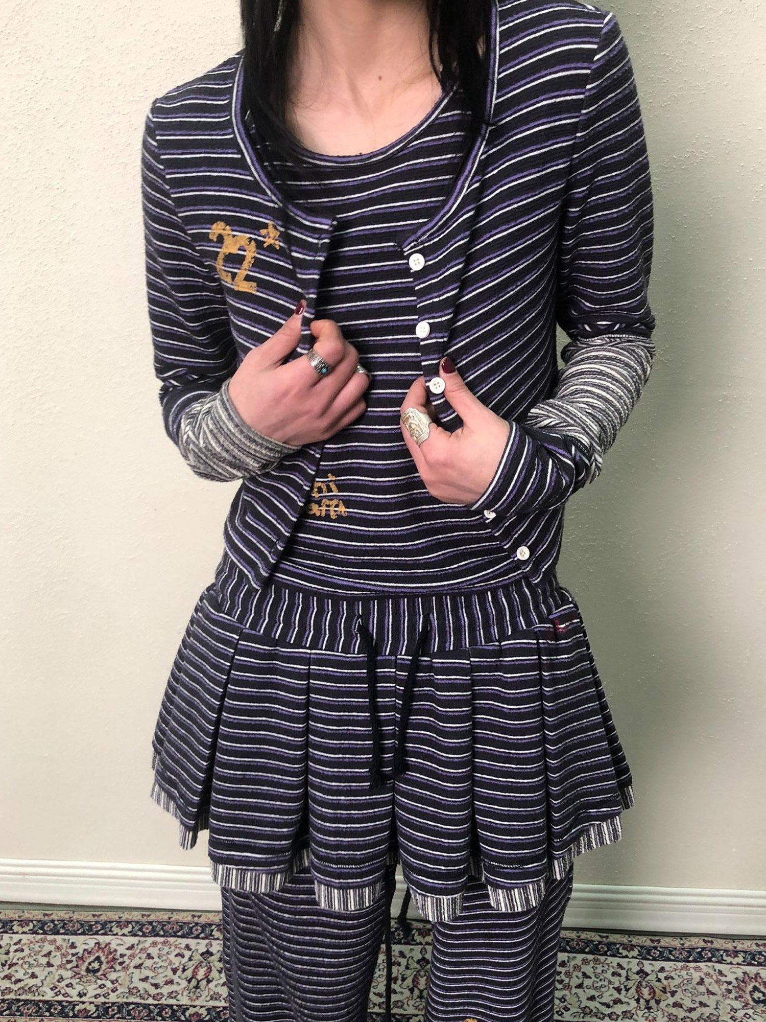 Achihara Breton Star Stripe Long Sleeve Cardigan