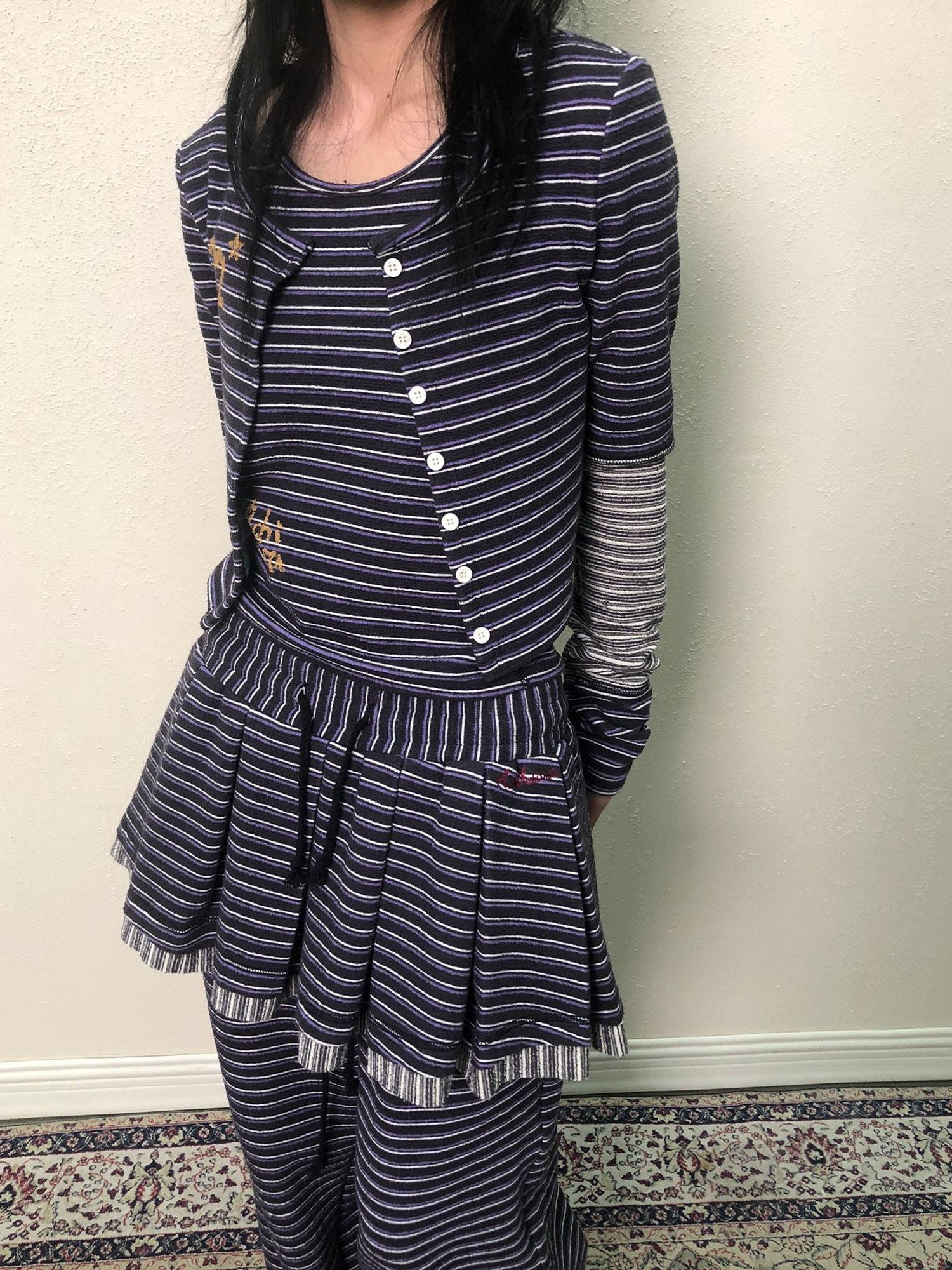 Achihara Breton Star Stripe Long Sleeve Cardigan