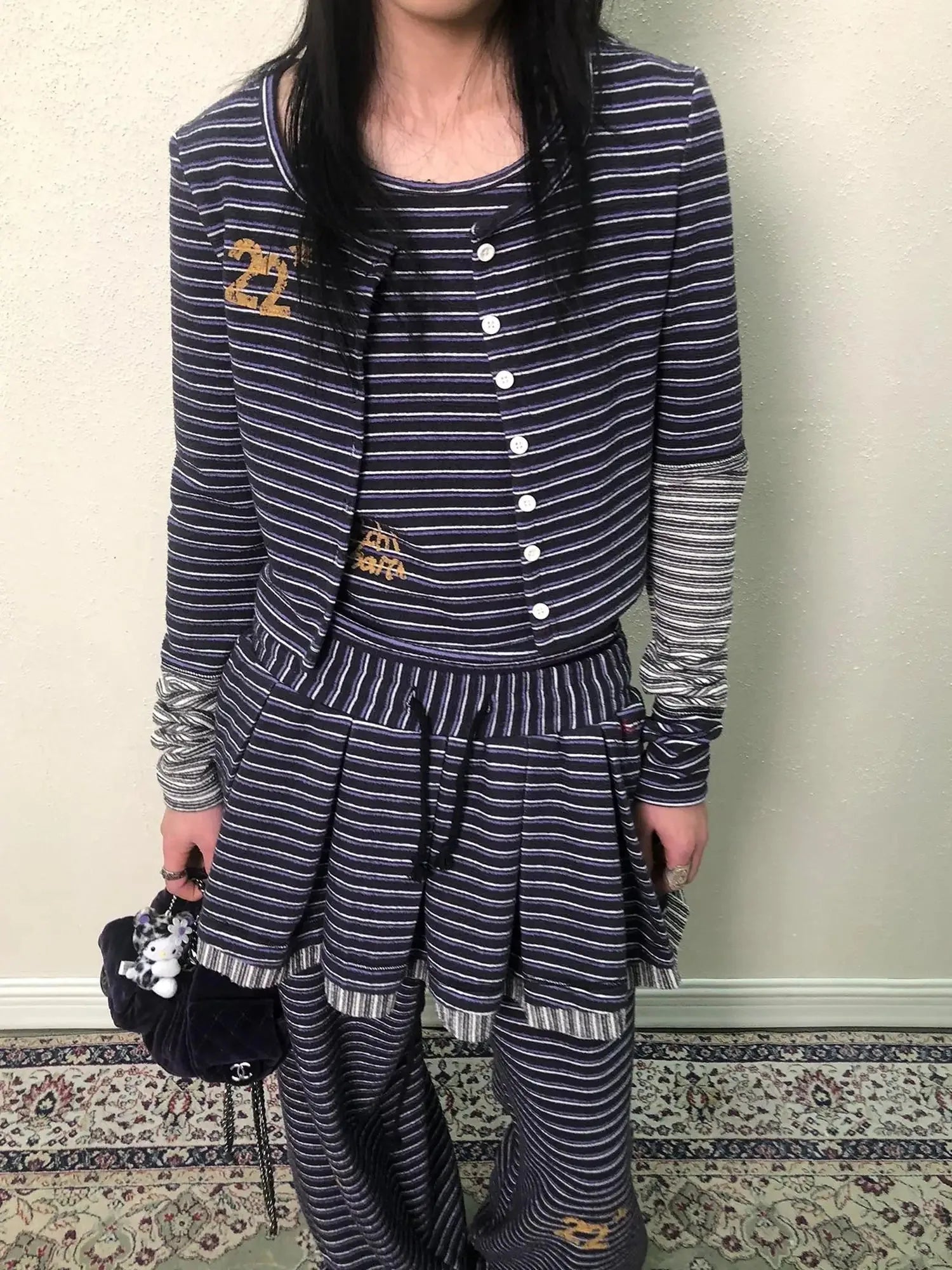 Breton Star Stripe Long Sleeve Cardigan