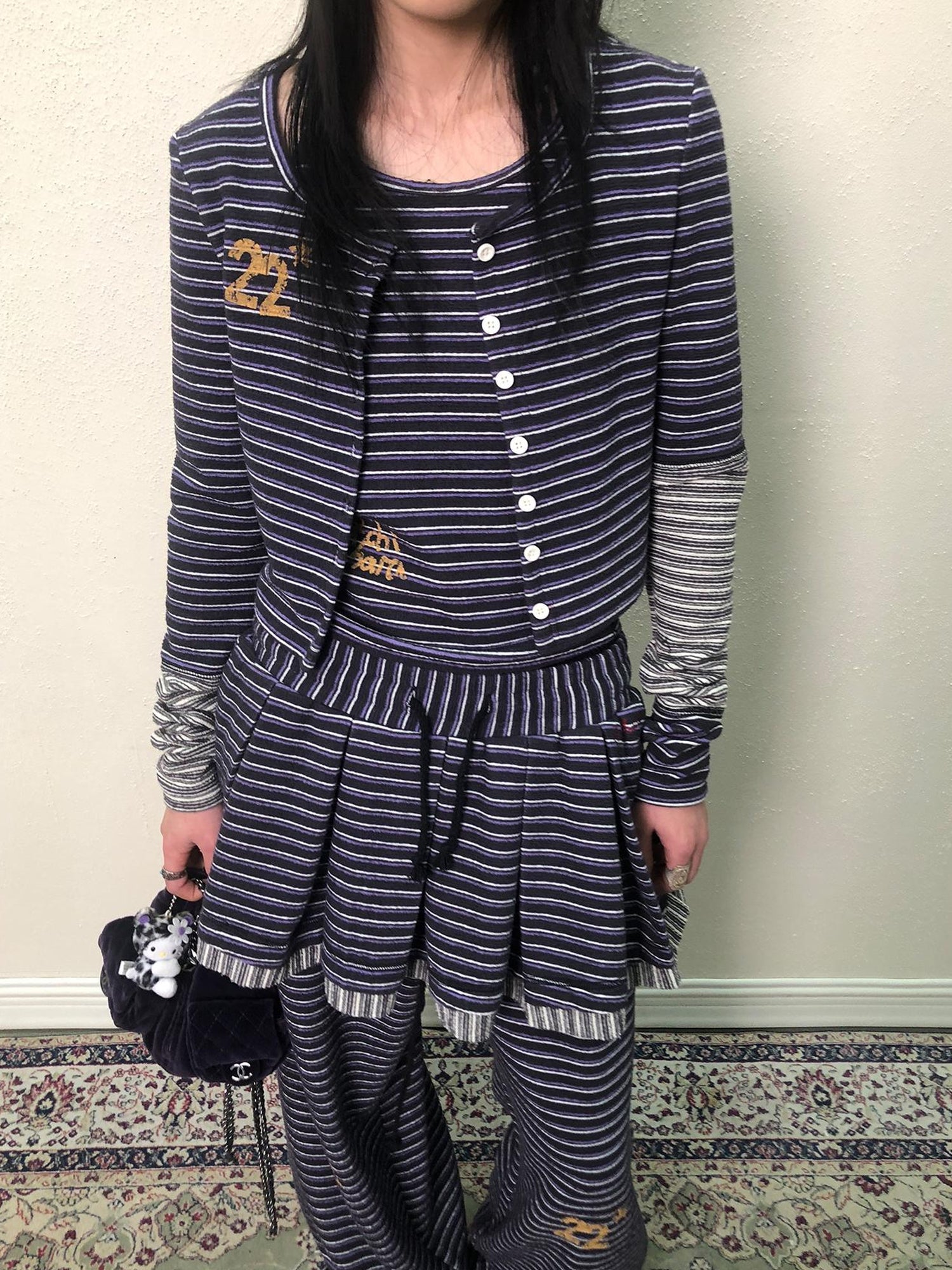 Achihara Breton Star Stripe Long Sleeve Cardigan