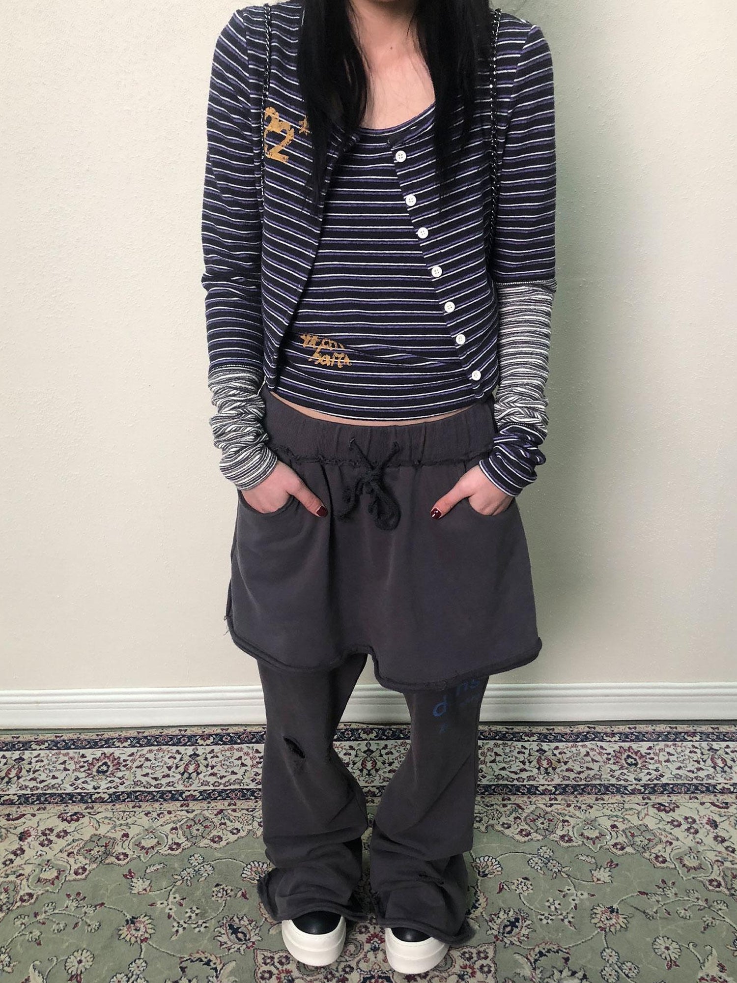 Achihara Breton Star Stripe Long Sleeve Cardigan
