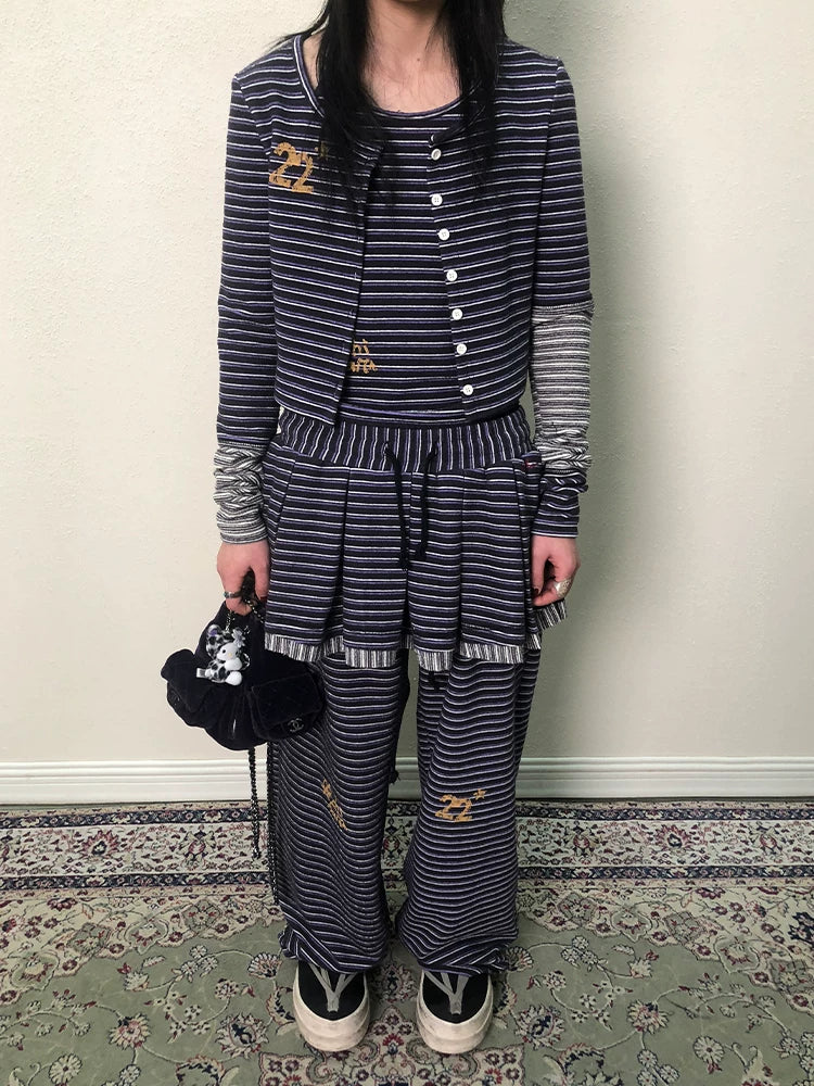 Achihara Breton Star Stripe Long Sleeve Cardigan-3