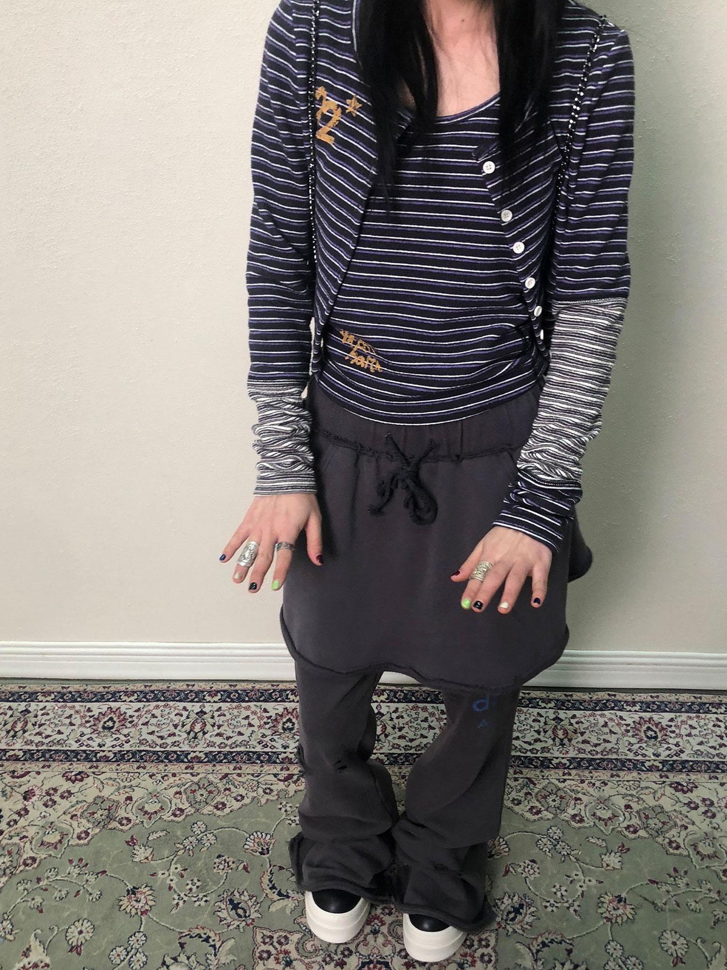 Achihara Breton Star Stripe Long Sleeve Cardigan