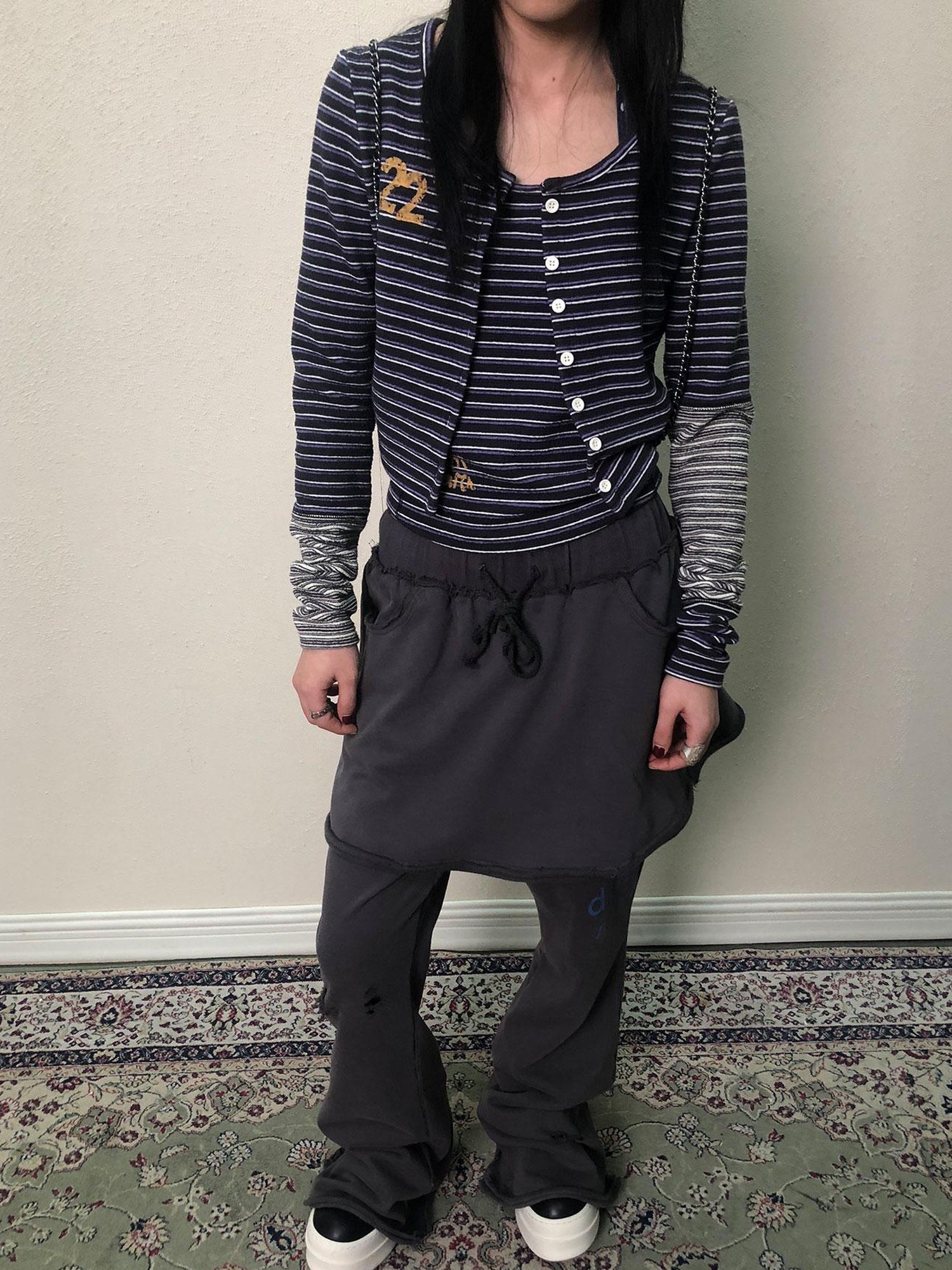 Achihara Breton Star Stripe Long Sleeve Cardigan