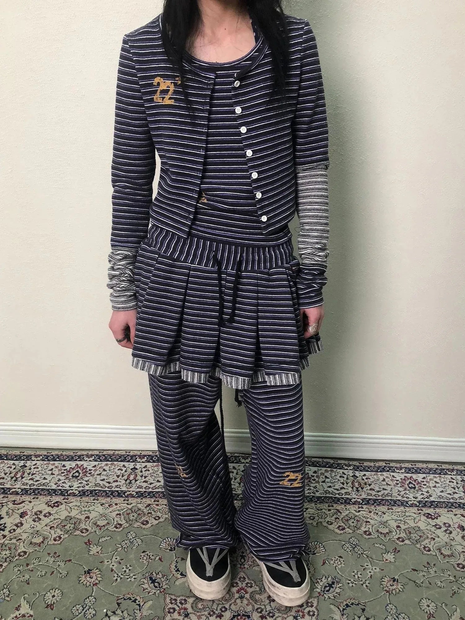 Breton Star Stripe Long Sleeve Cardigan