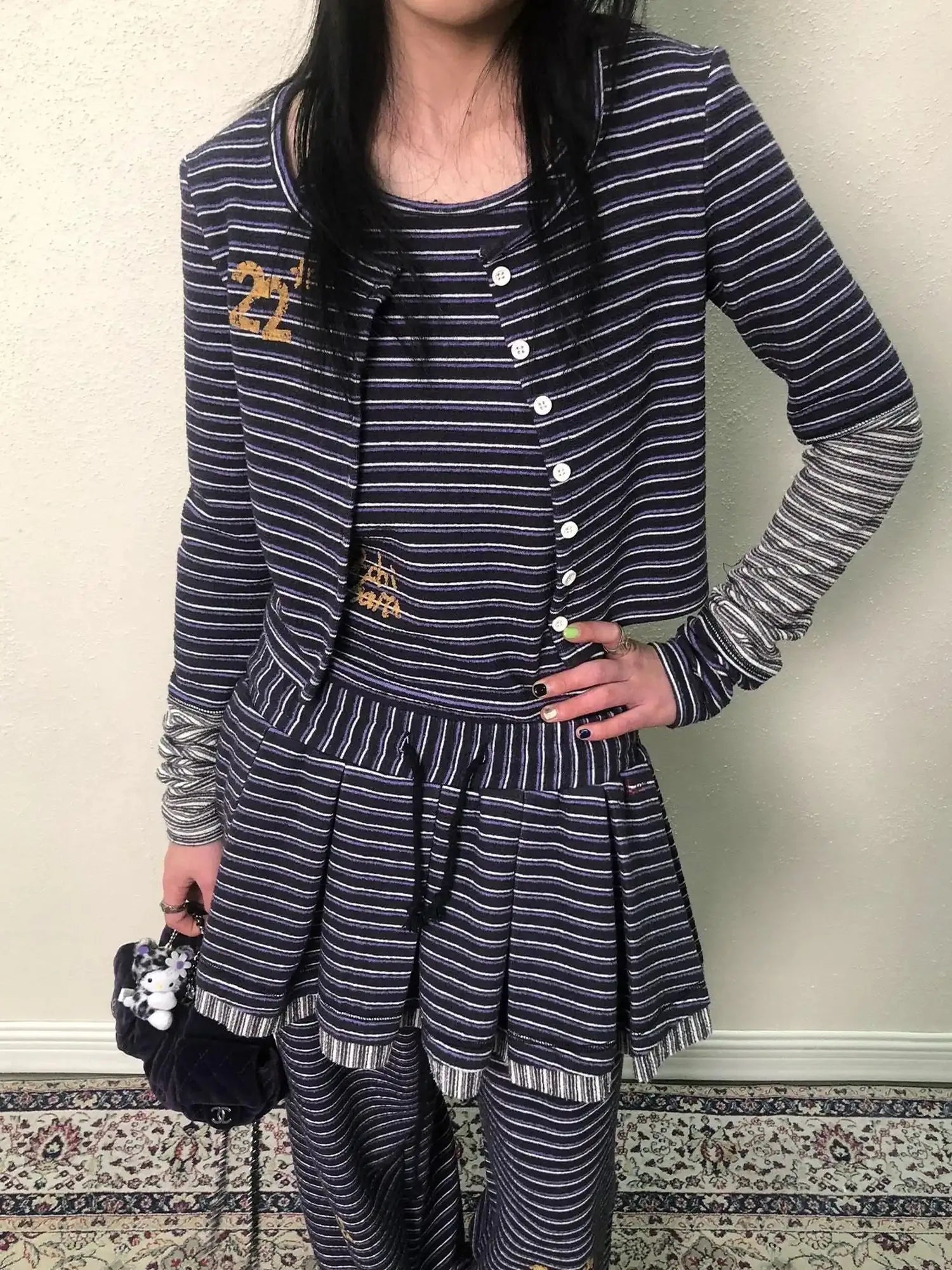 Breton Star Stripe Long Sleeve Cardigan
