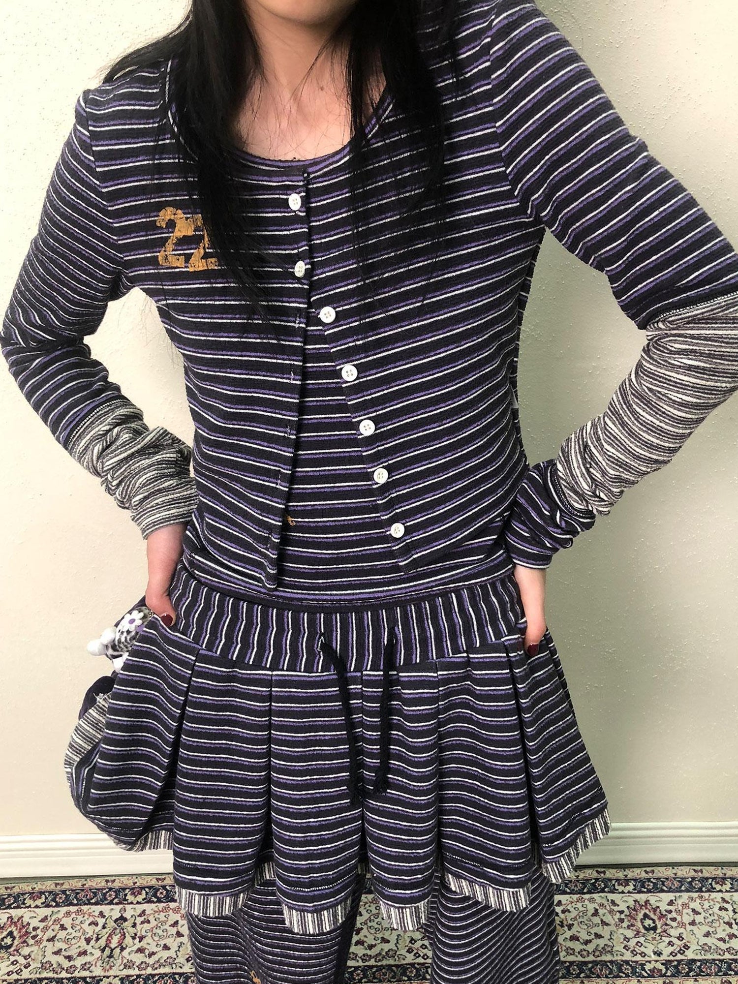 Achihara Breton Star Stripe Long Sleeve Cardigan