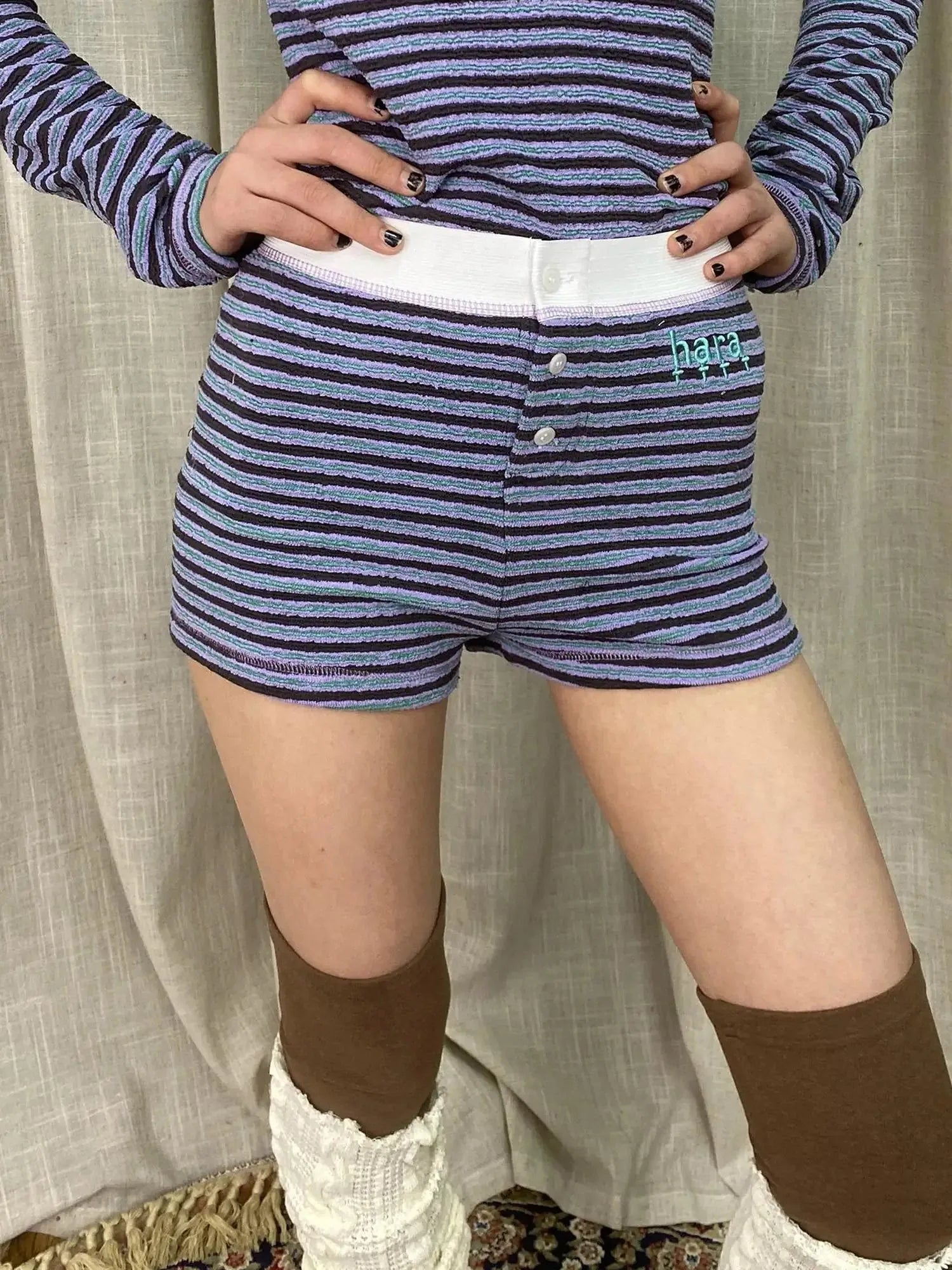 Breton Stripe Drawstring Ankle Pants