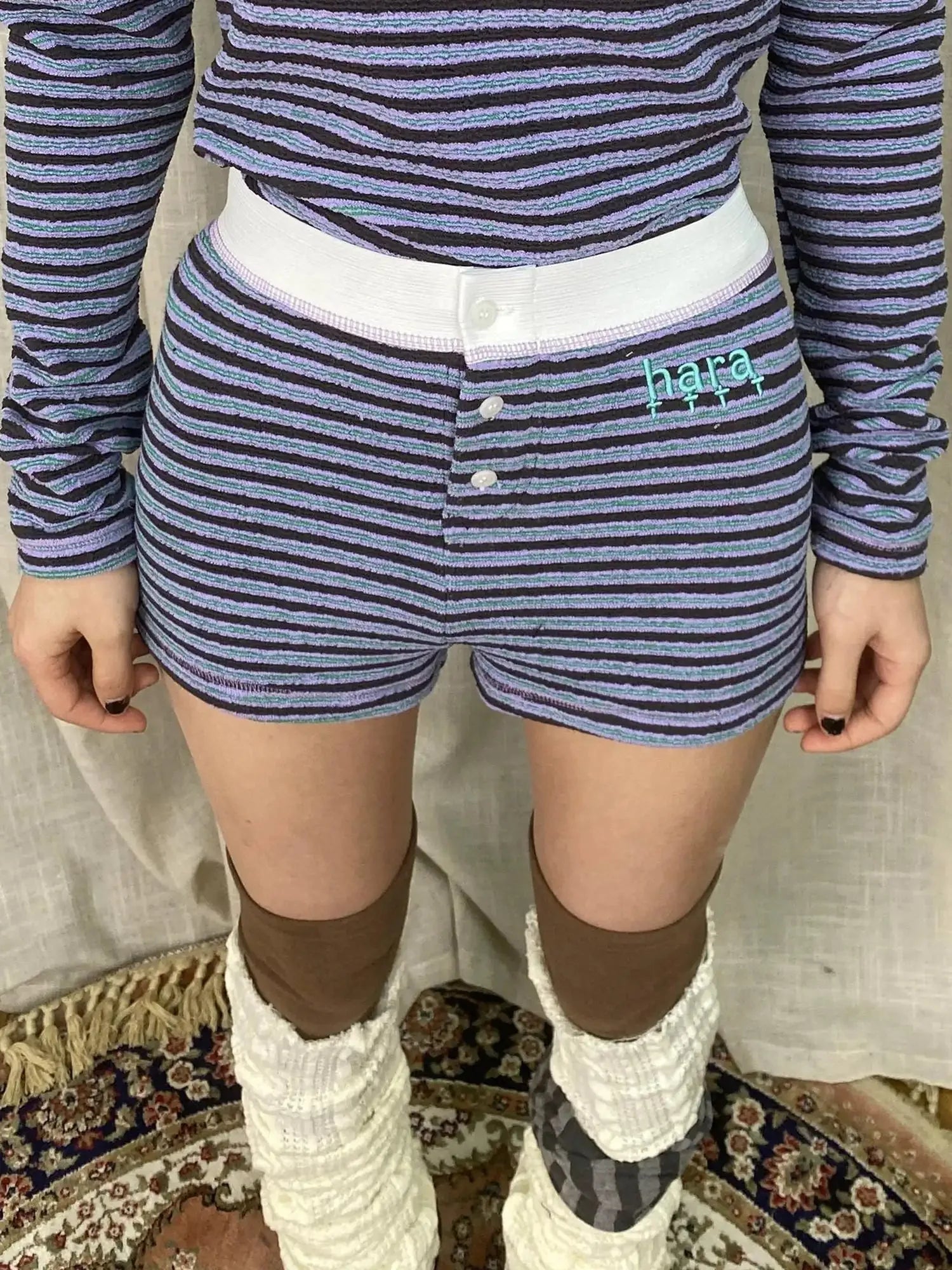 Breton Stripe Drawstring Ankle Pants