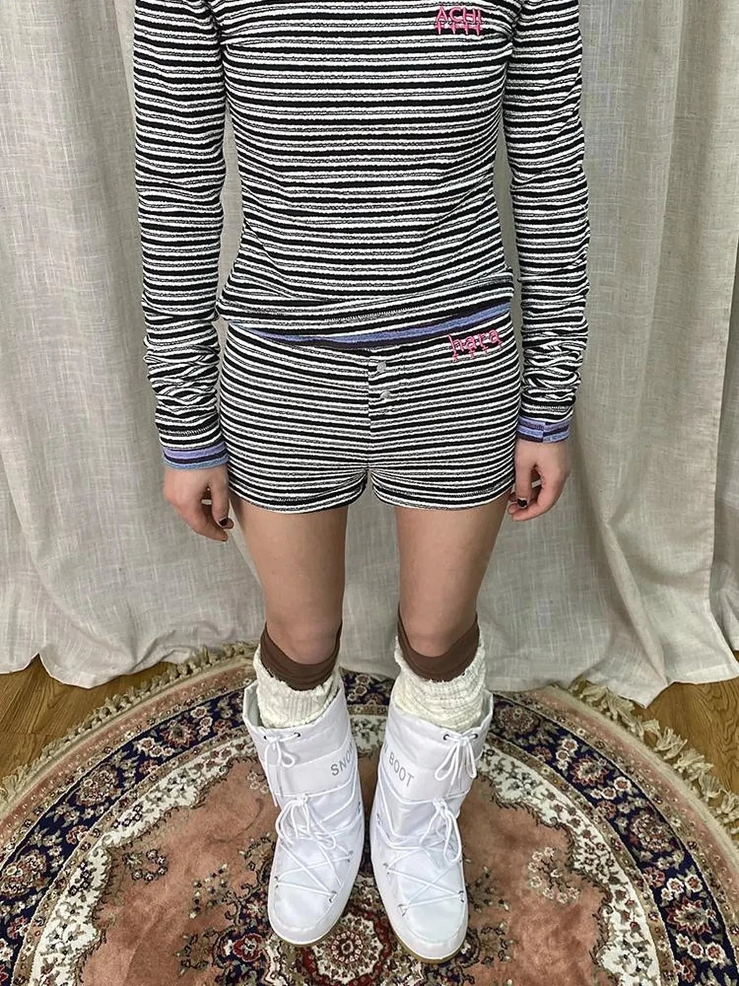 Breton Stripe Drawstring Ankle Pants