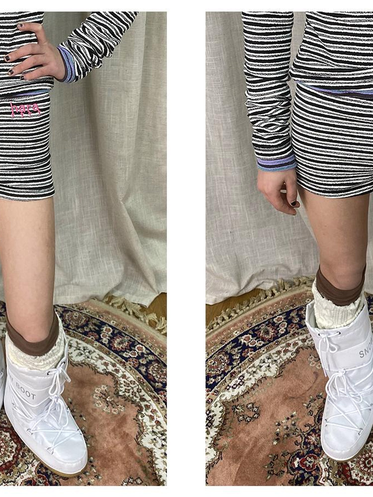 Achihara Breton Stripe Drawstring Ankle Pants