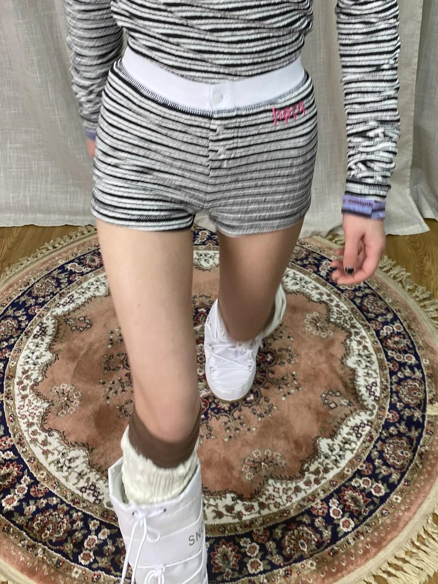 Breton Stripe Drawstring Ankle Pants