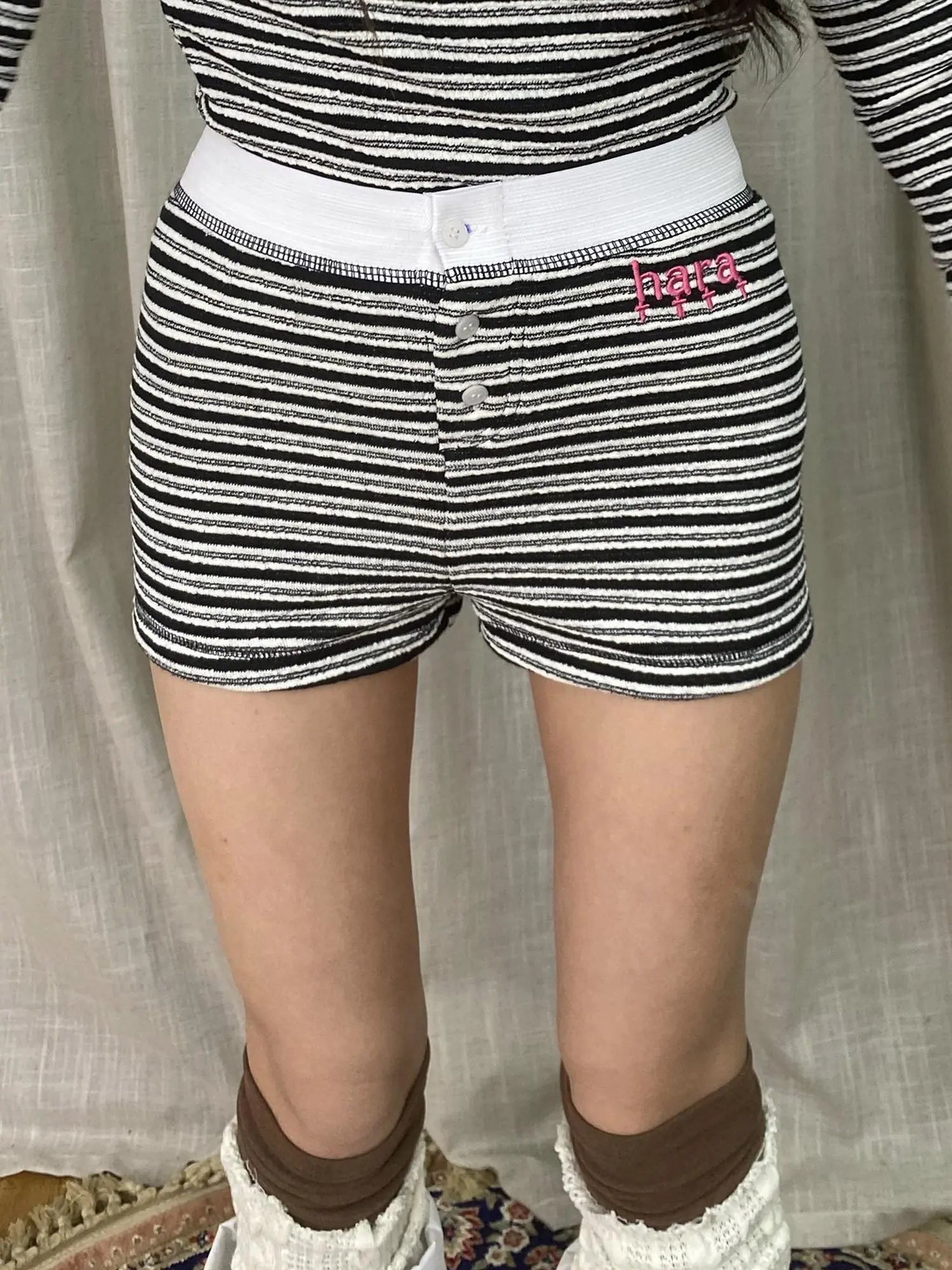 Breton Stripe Drawstring Ankle Pants