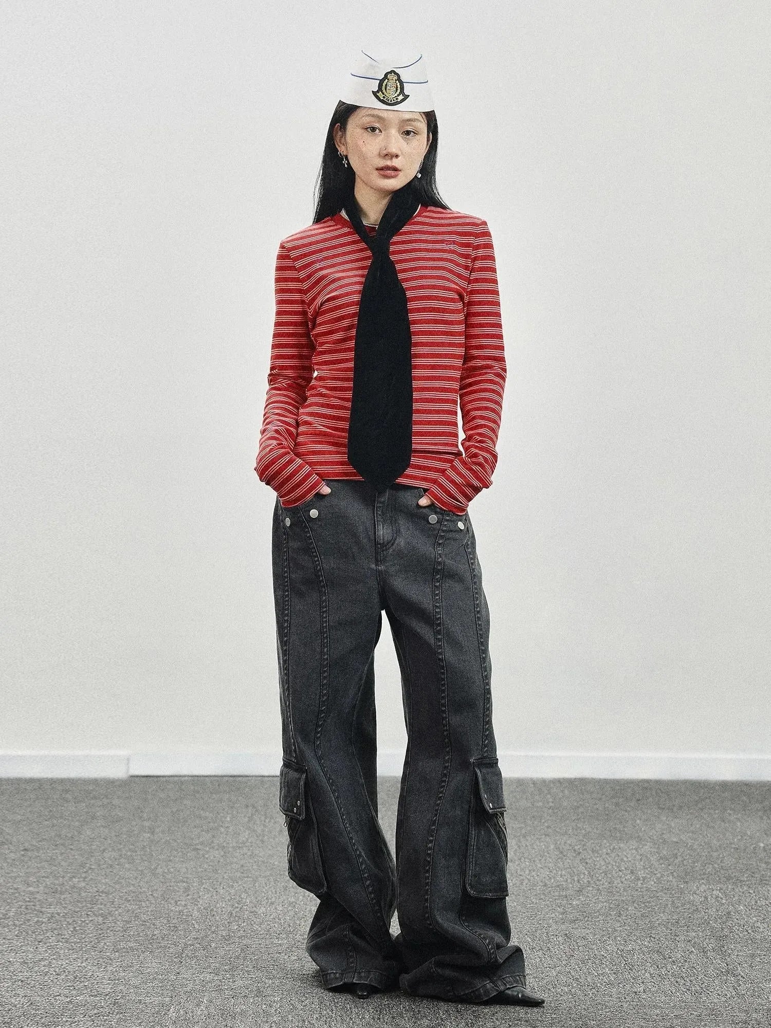 Breton Stripe Long Sleeve Tee With Crab Eater Seal Embroidery