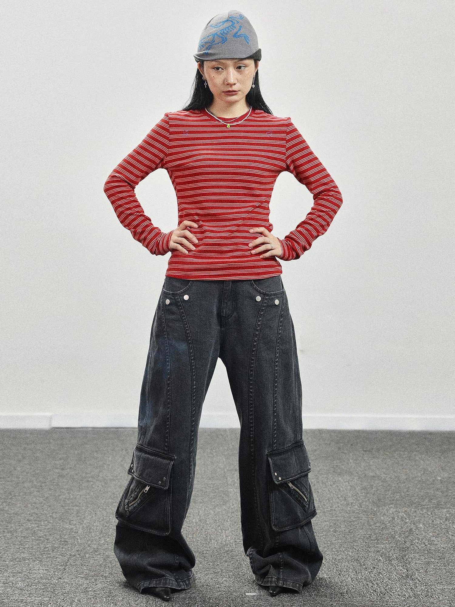 Achihara Breton Stripe Long Sleeve Tee With Crab Eater Seal Embroidery