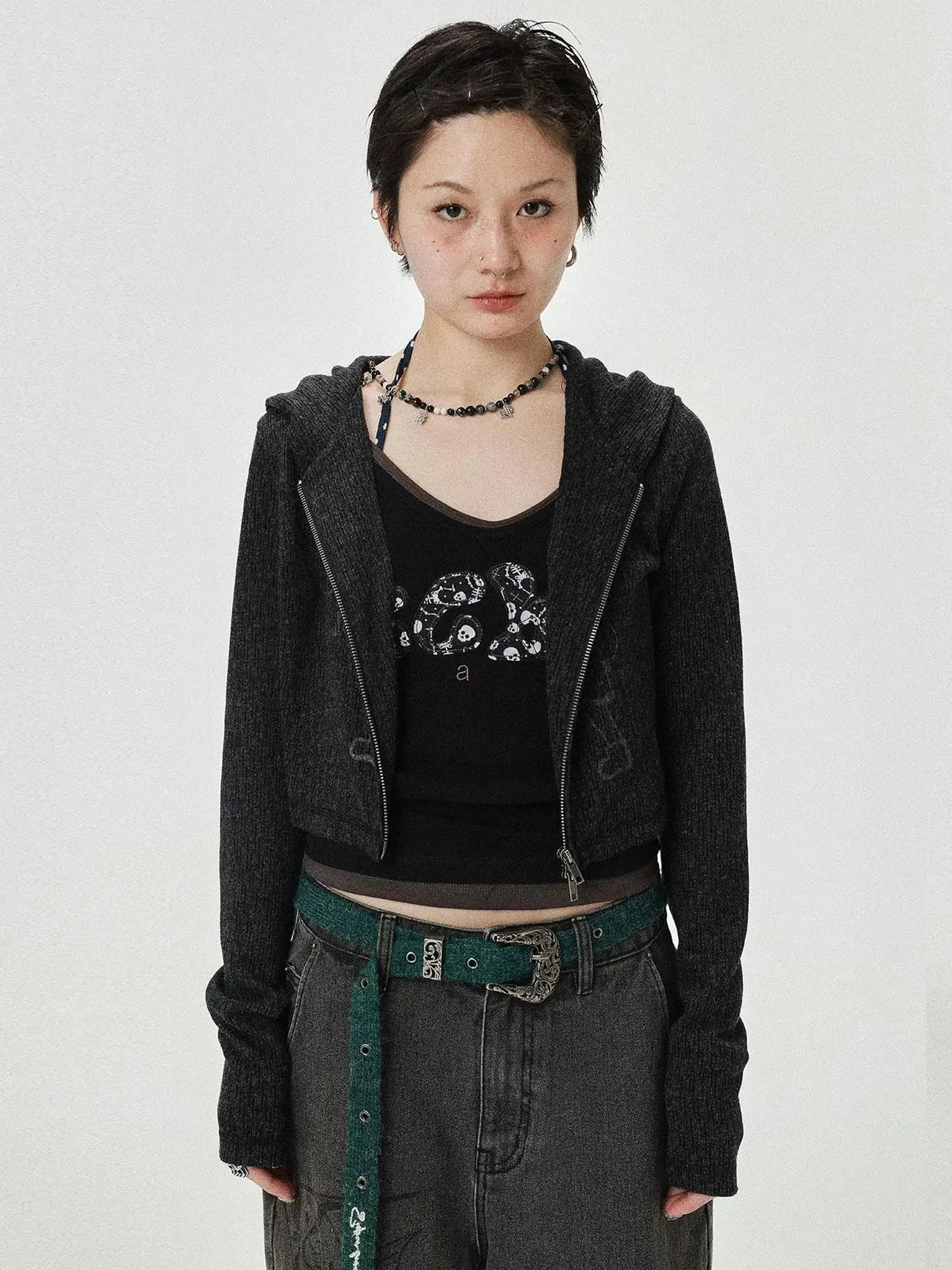 Brittany Becky Skull Embroidered Ribbed Tank Top