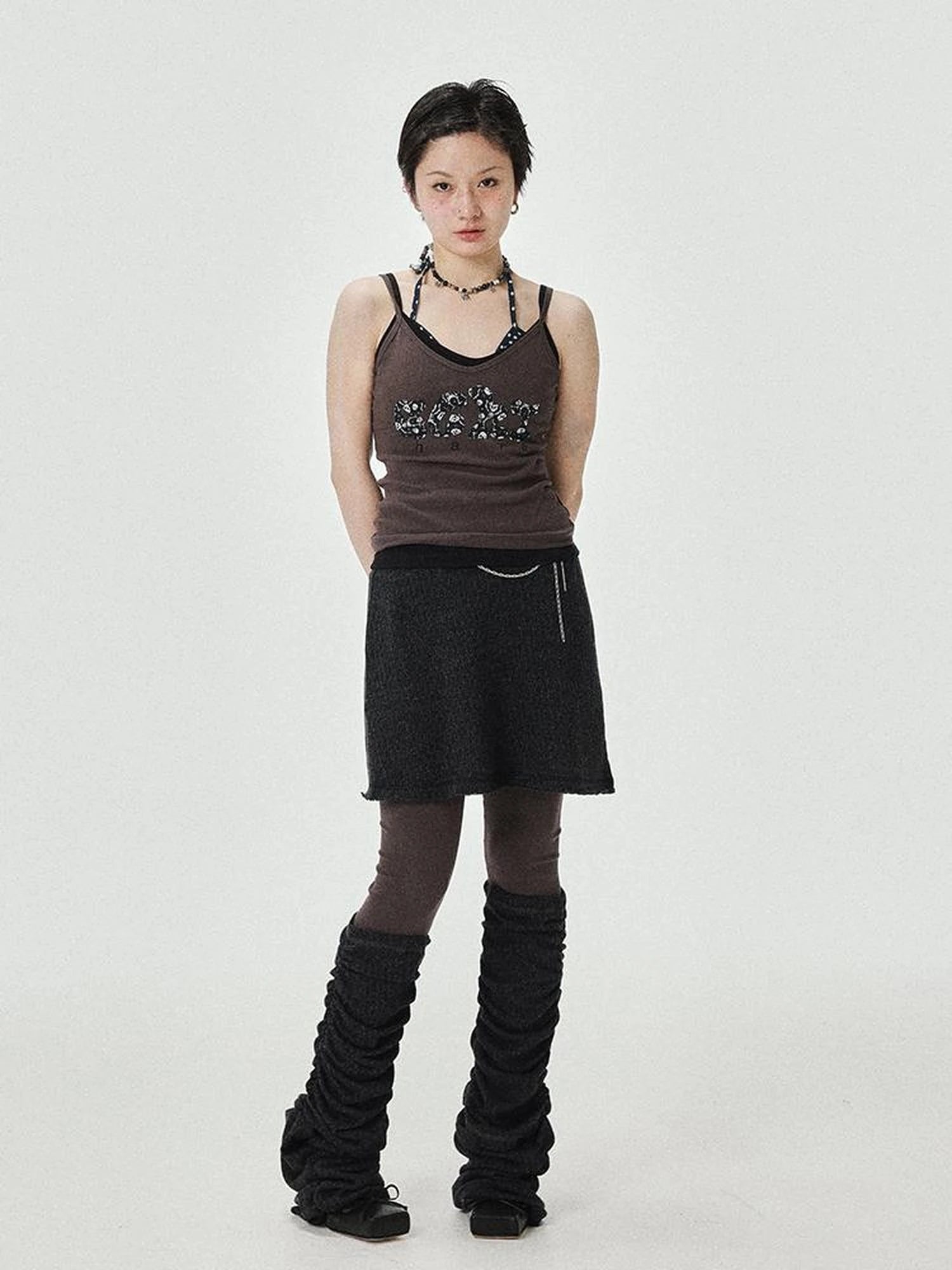 Brittany Becky Skull Embroidered Ribbed Tank Top