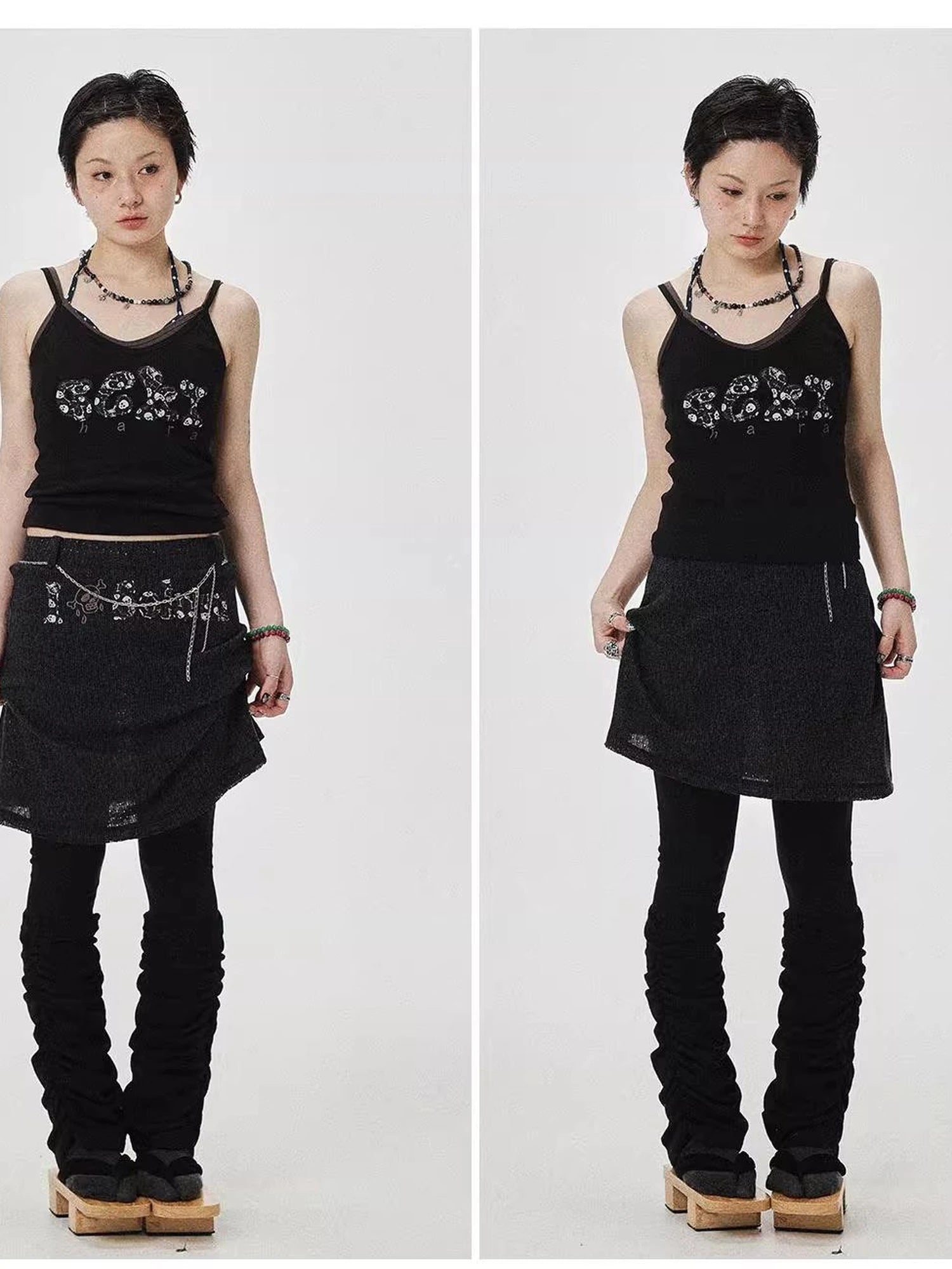Brittany Becky Skull Embroidered Ribbed Tank Top