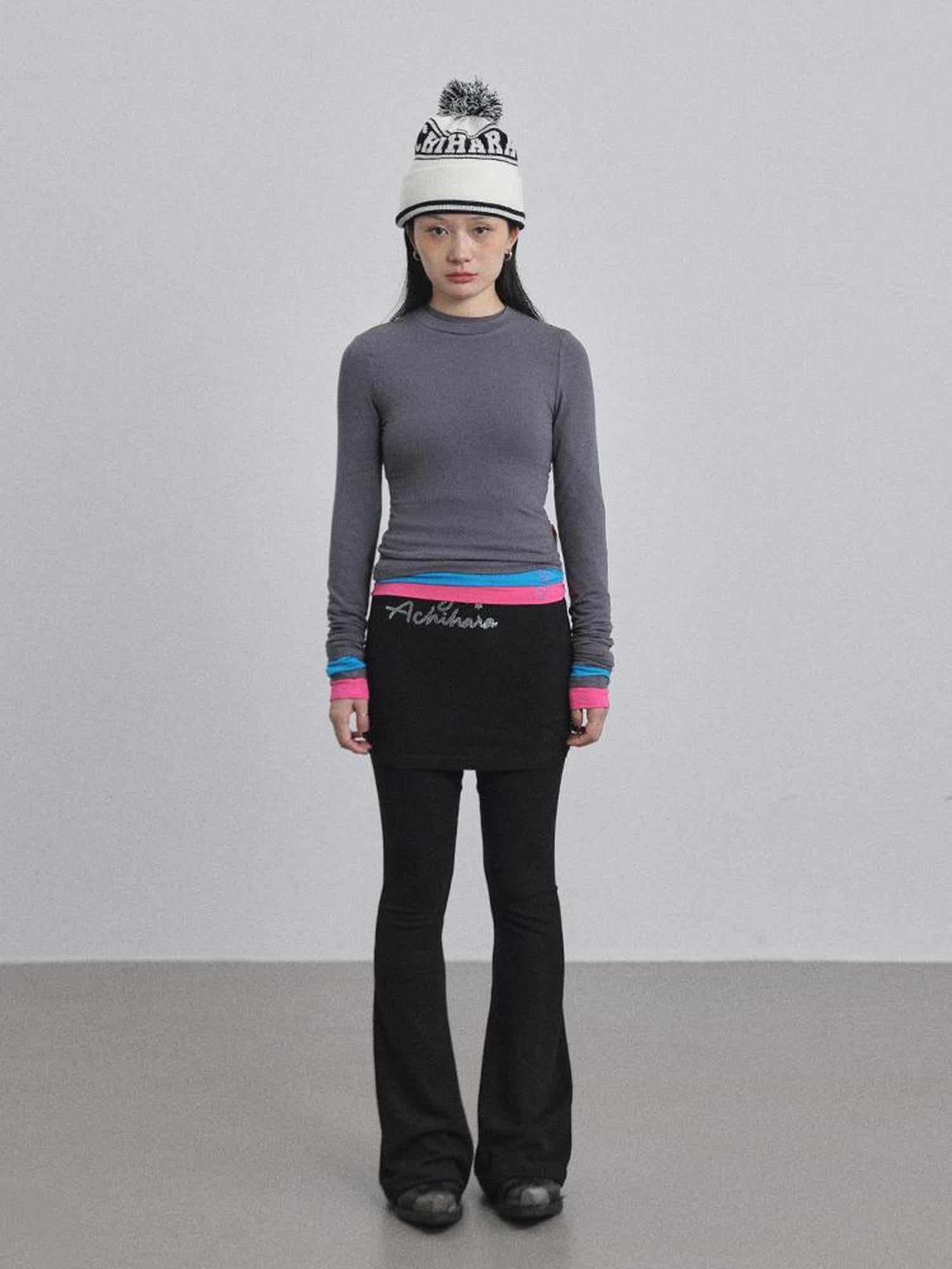 Achihara Brittany Flared Leggings Winter Warm High Waist Stretch Pants