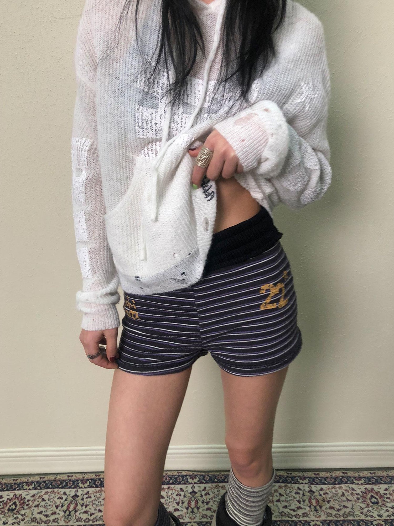 Achihara Brittany Star Spot Shorts V Neck T Shirt Long Sleeve