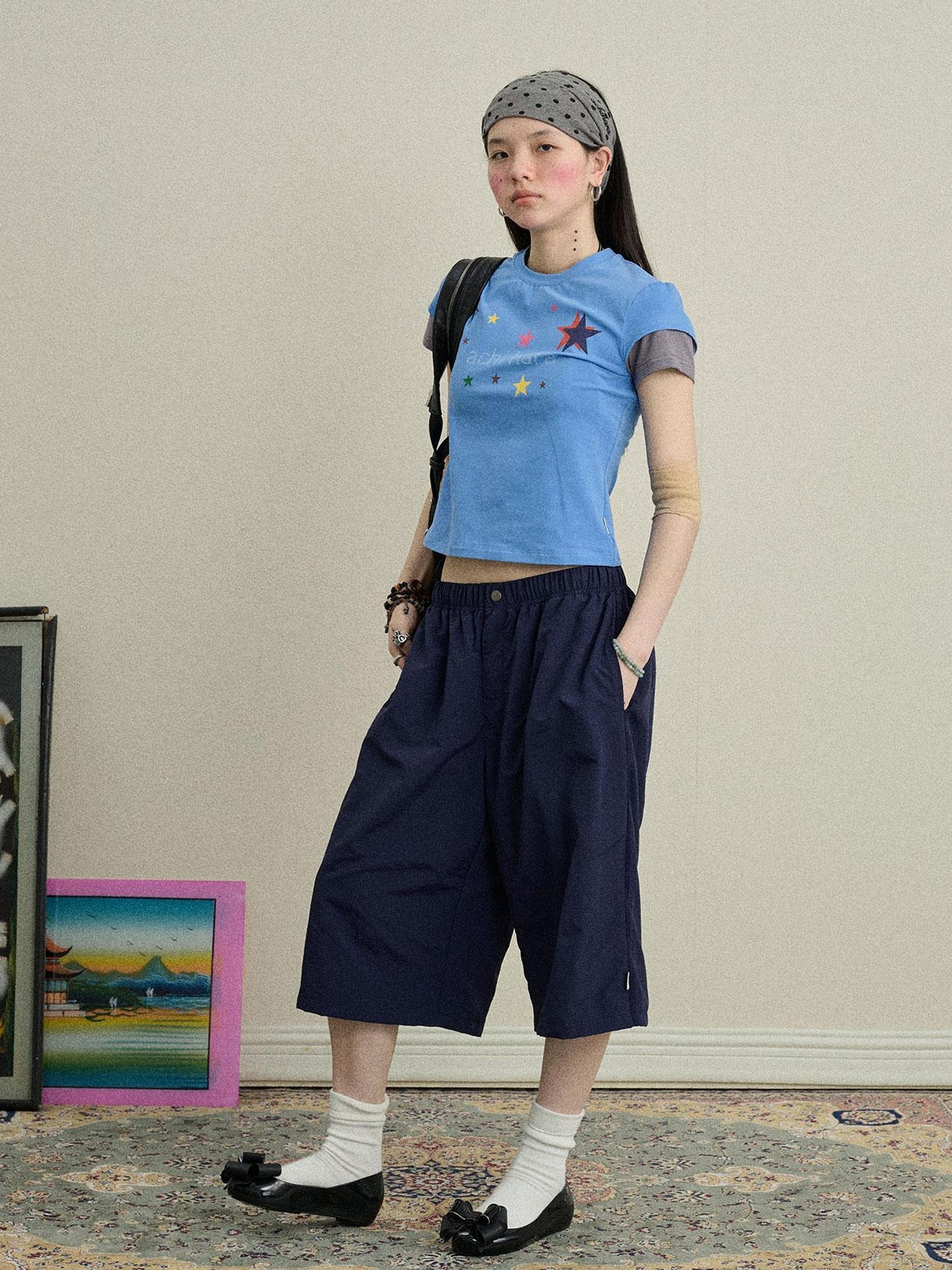 Achihara Bubble Waffle Nylon Culottes