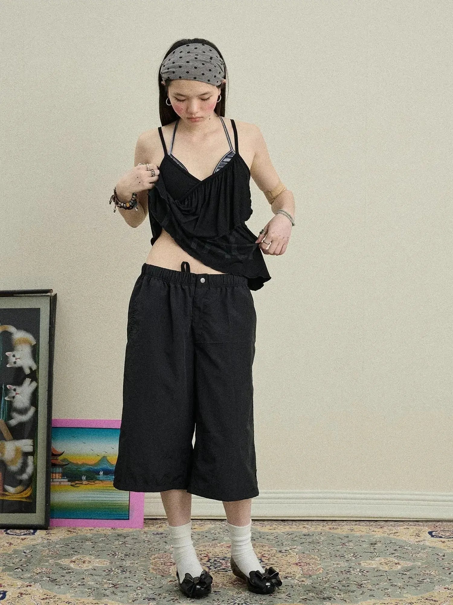 Bubble Waffle Nylon Culottes
