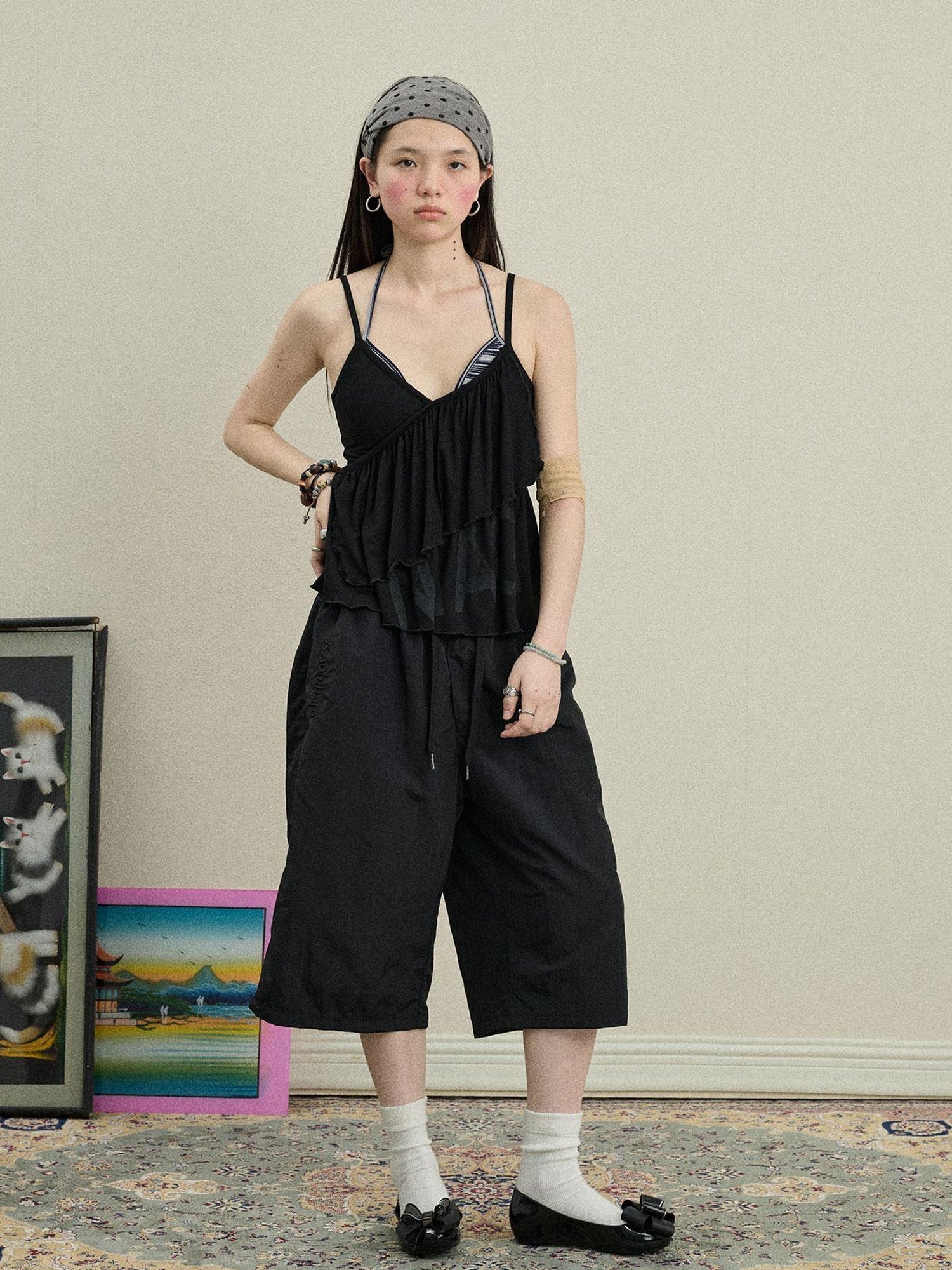 Achihara Bubble Waffle Nylon Culottes