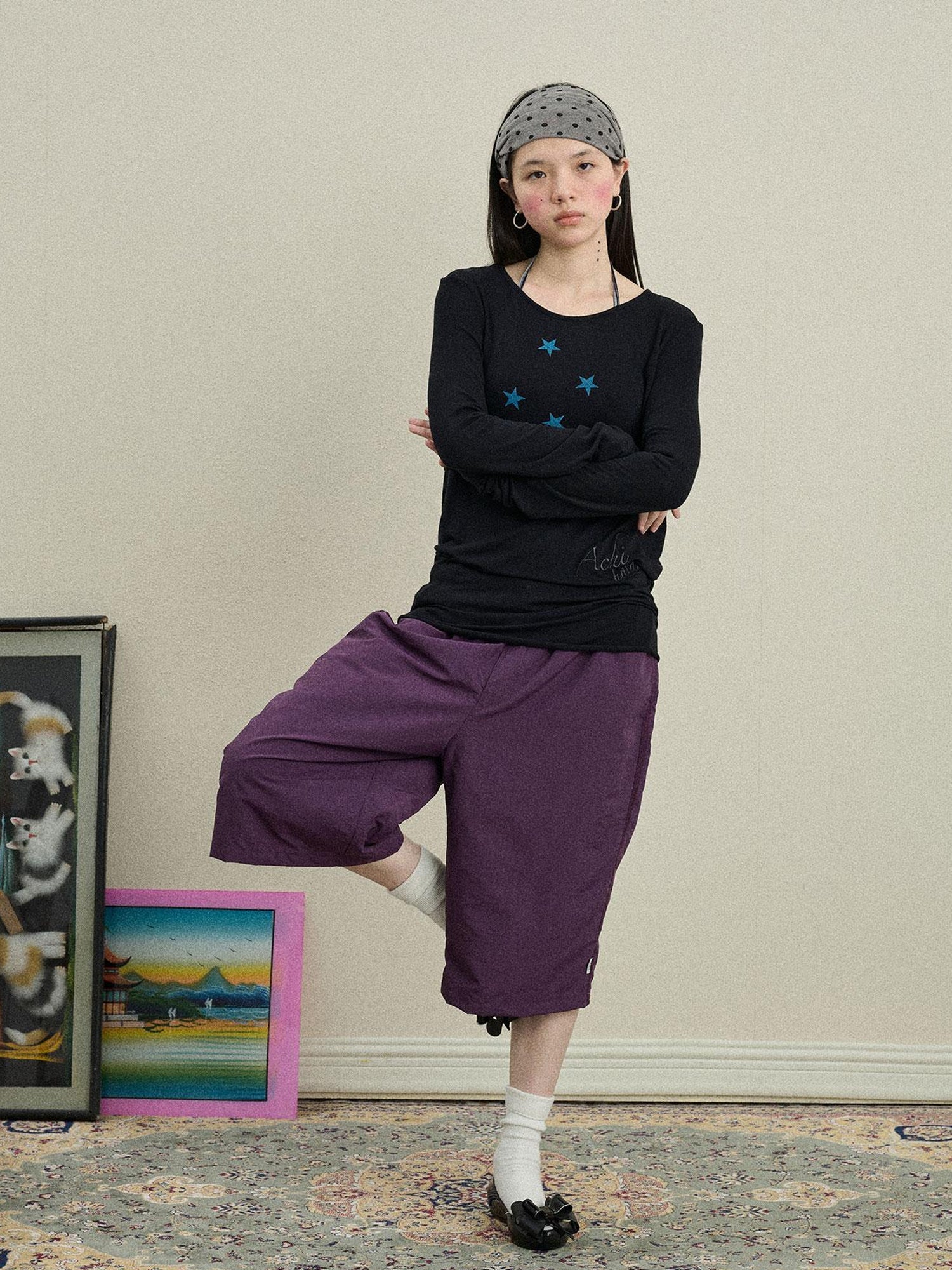 Achihara Bubble Waffle Nylon Culottes