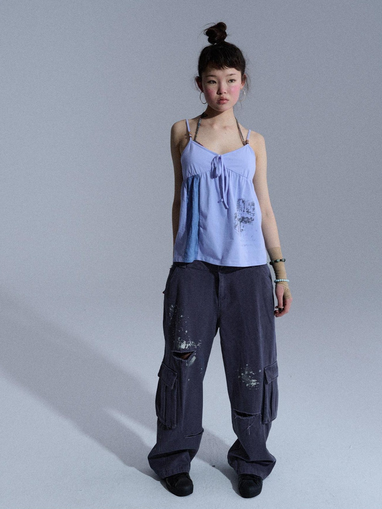 Achihara Butterfly V-neck Cropped Shoulder Strap Women&