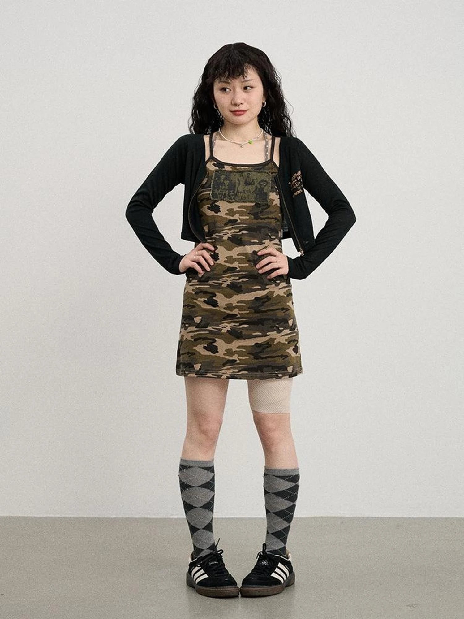 Camouflage Patchwork Strap Dress