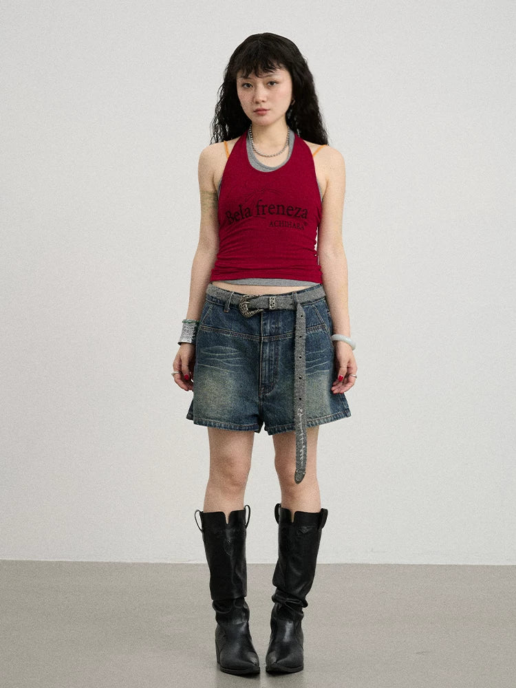 Achihara Century Ambiguity Knit Halter Top With Adjustable Straps-4