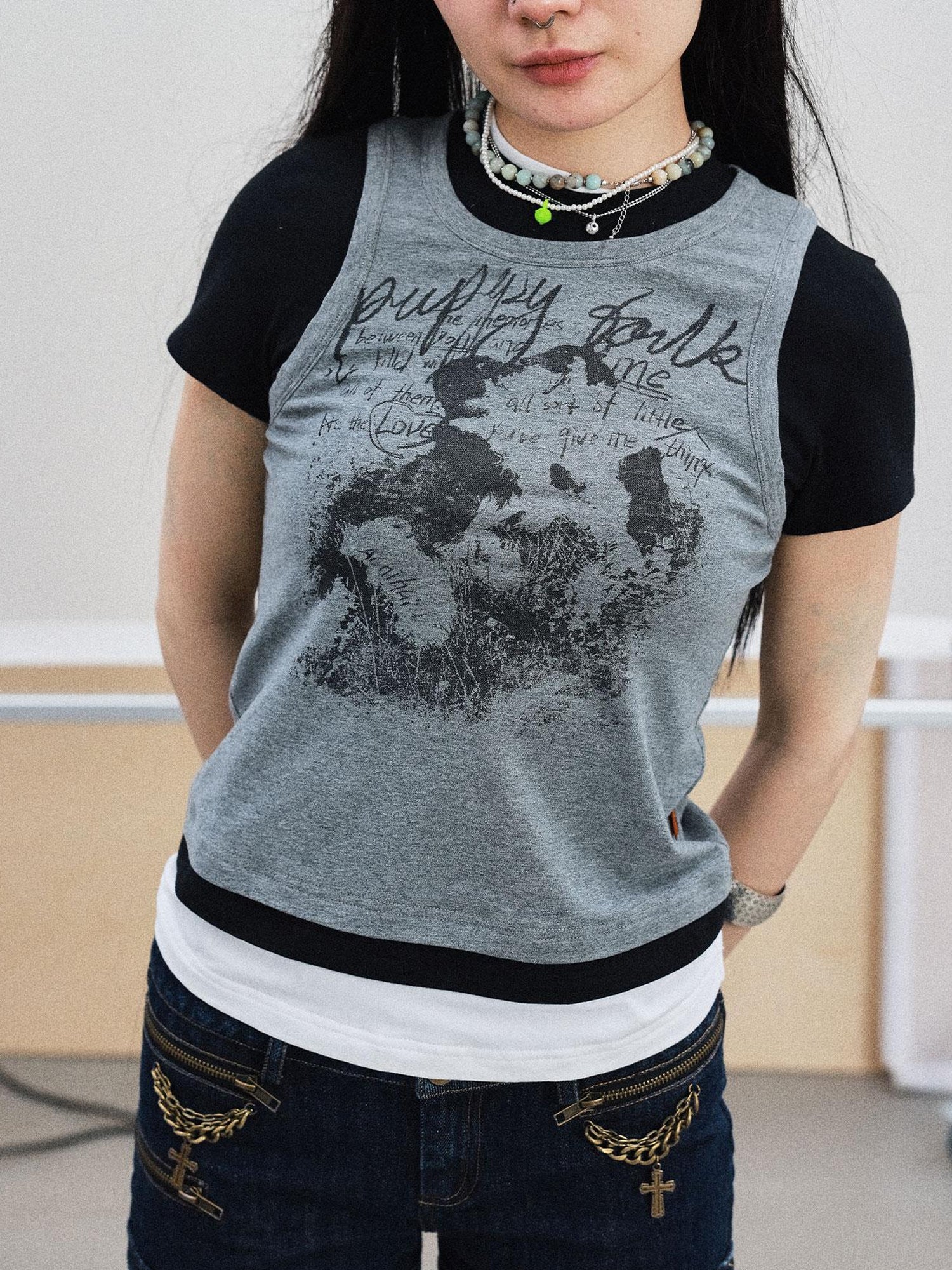 Achihara Chaos Jellyfish Tee V-Neck T-Shirt Long-Sleeve