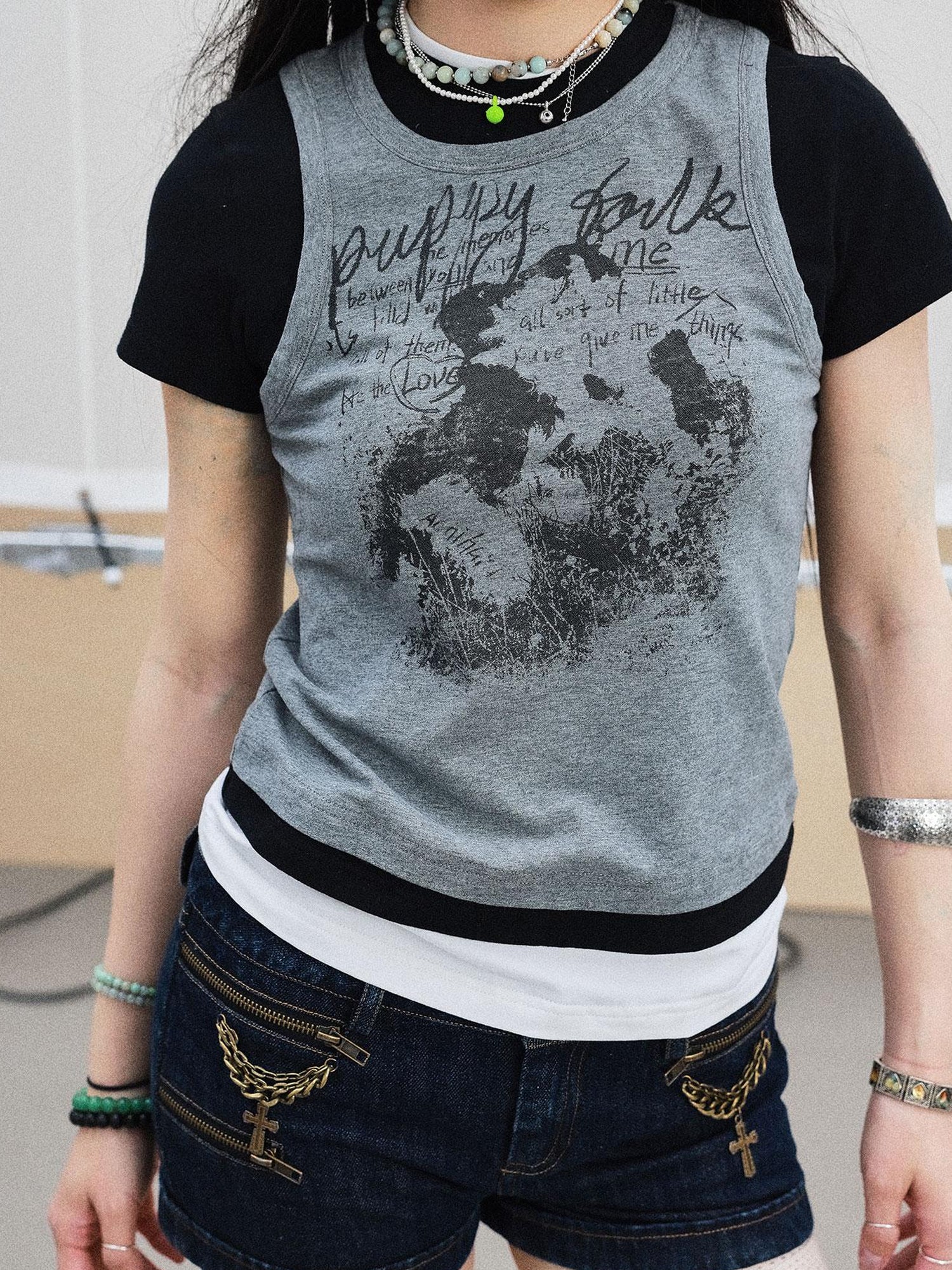 Achihara Chaos Jellyfish Tee V-Neck T-Shirt Long-Sleeve