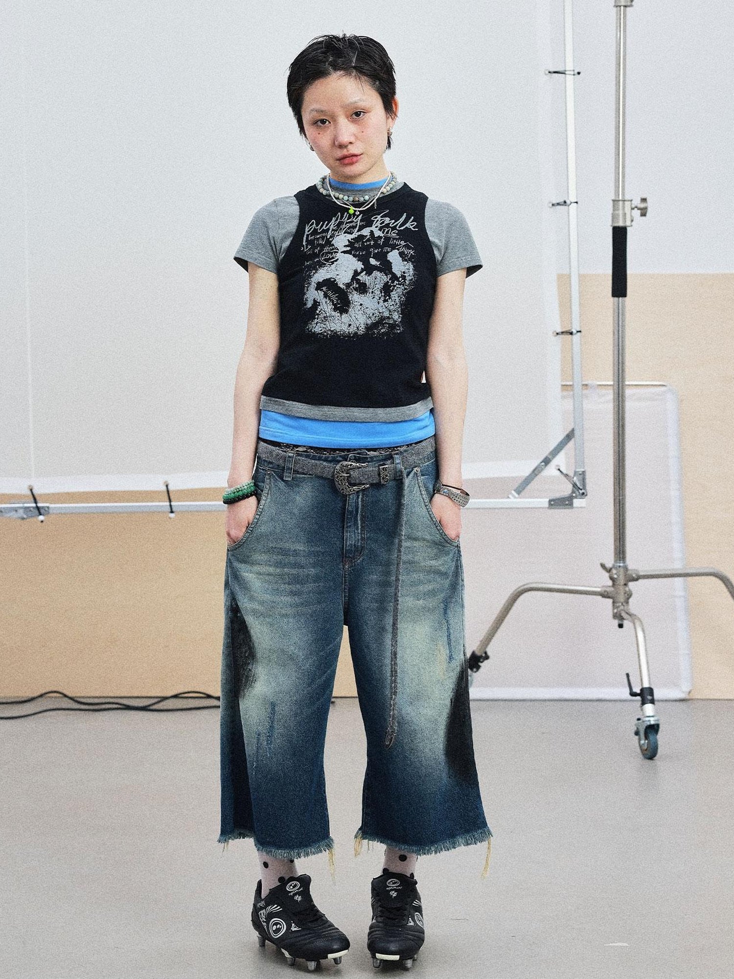 Achihara Chaos Jellyfish Tee V-Neck T-Shirt Long-Sleeve