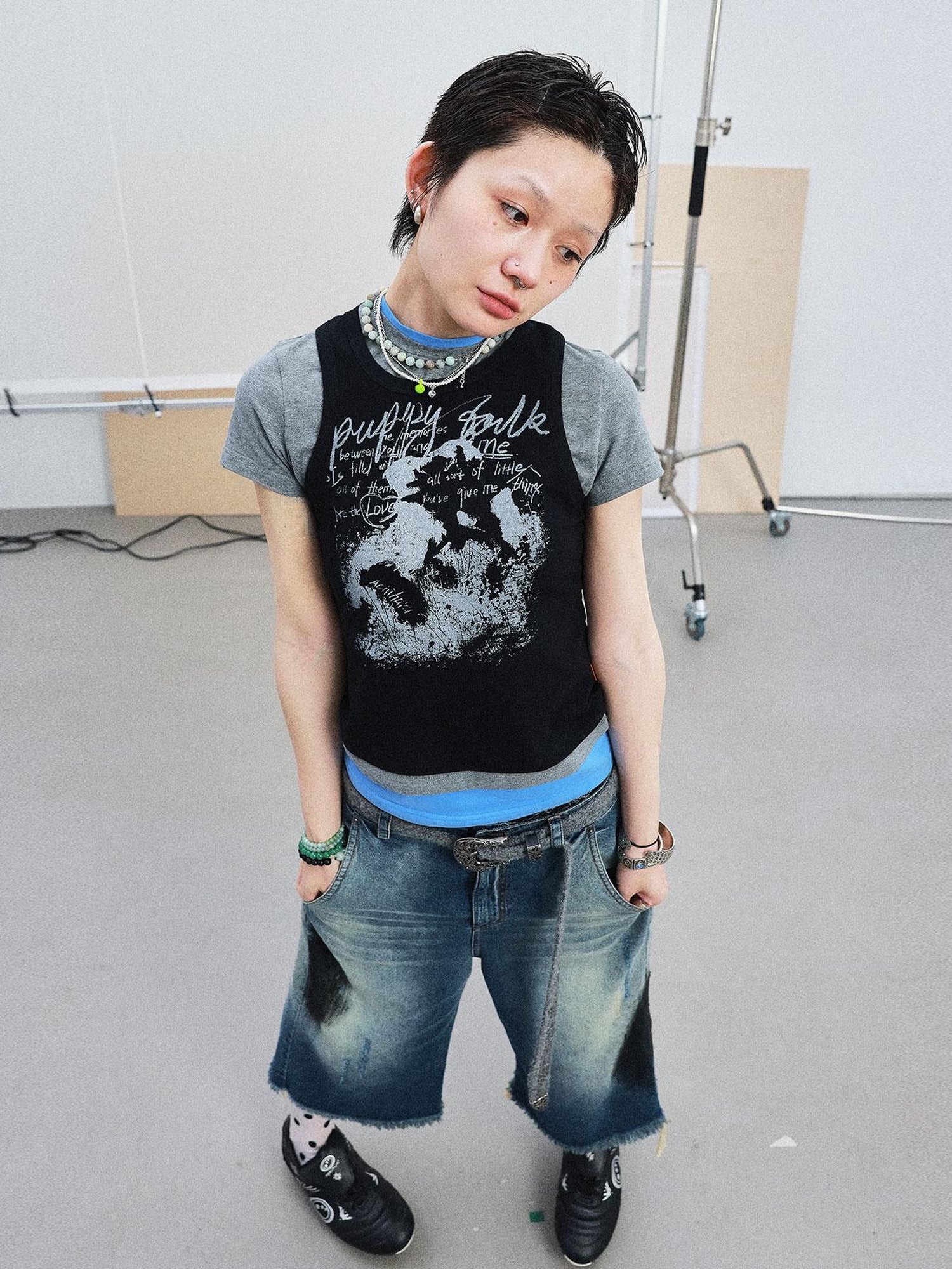 Achihara Chaos Jellyfish Tee V-Neck T-Shirt Long-Sleeve