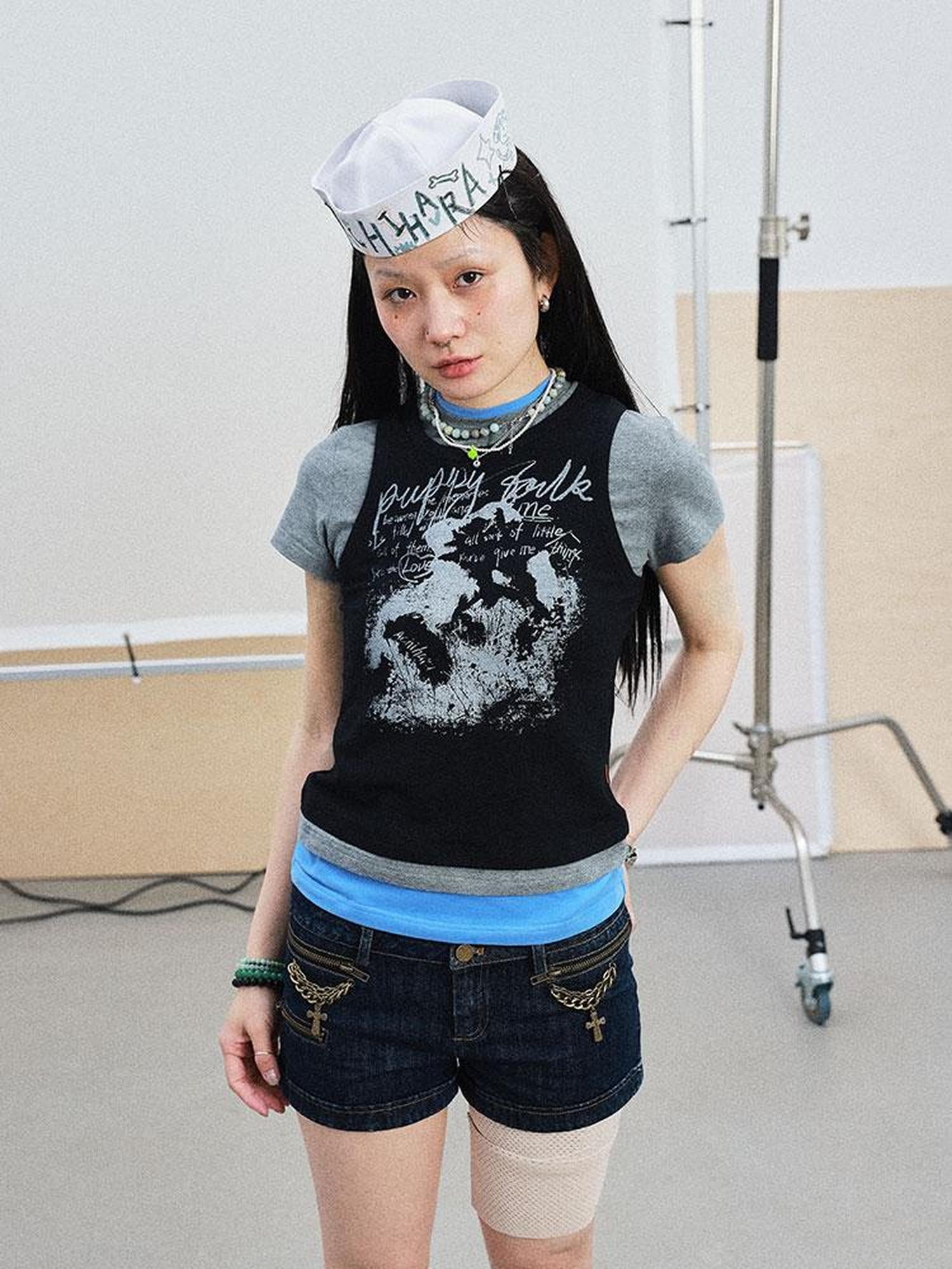 Achihara Chaos Jellyfish Tee V-Neck T-Shirt Long-Sleeve