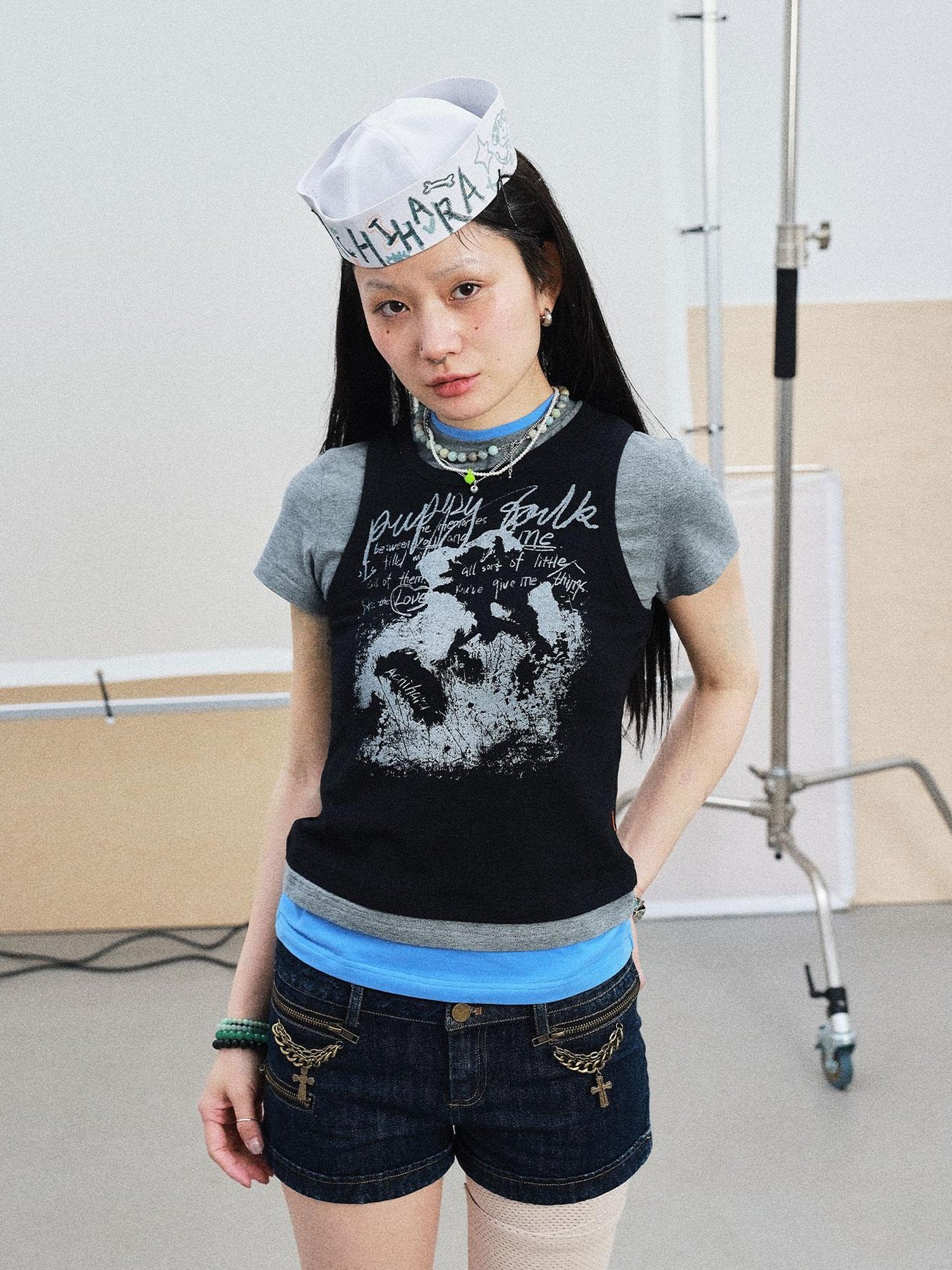 Achihara Chaos Jellyfish Tee V-Neck T-Shirt Long-Sleeve