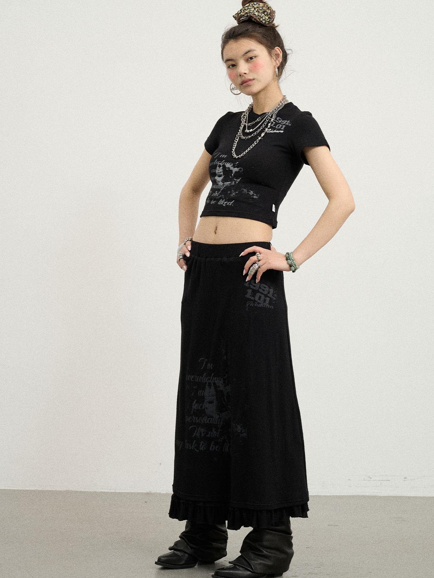 Achihara Chaos Princess Thorn Knit V Neck T Shirt Long Sleeve Tee