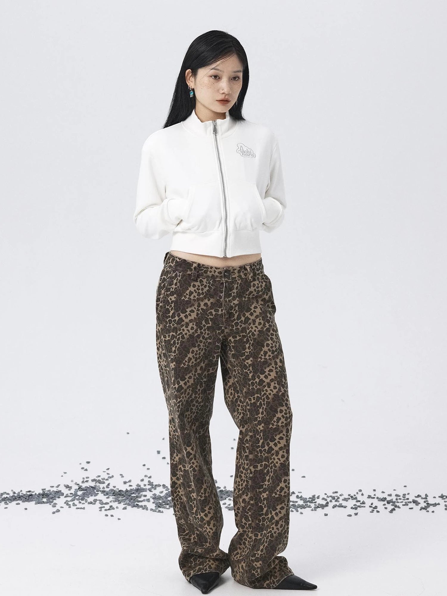 Church Kiss Embroidered Cropped Hooded Jacket