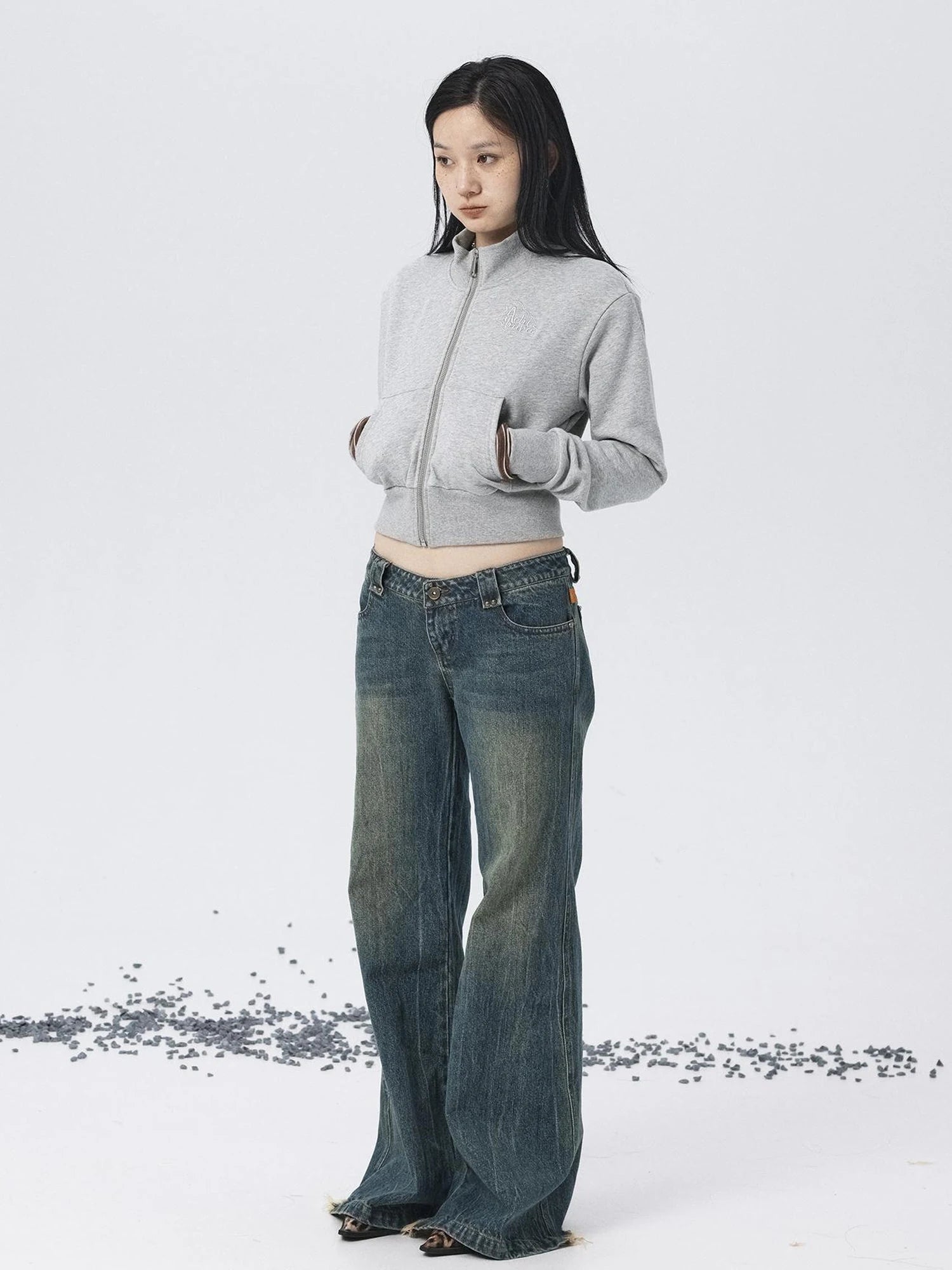 Church Kiss Embroidered Cropped Hooded Jacket