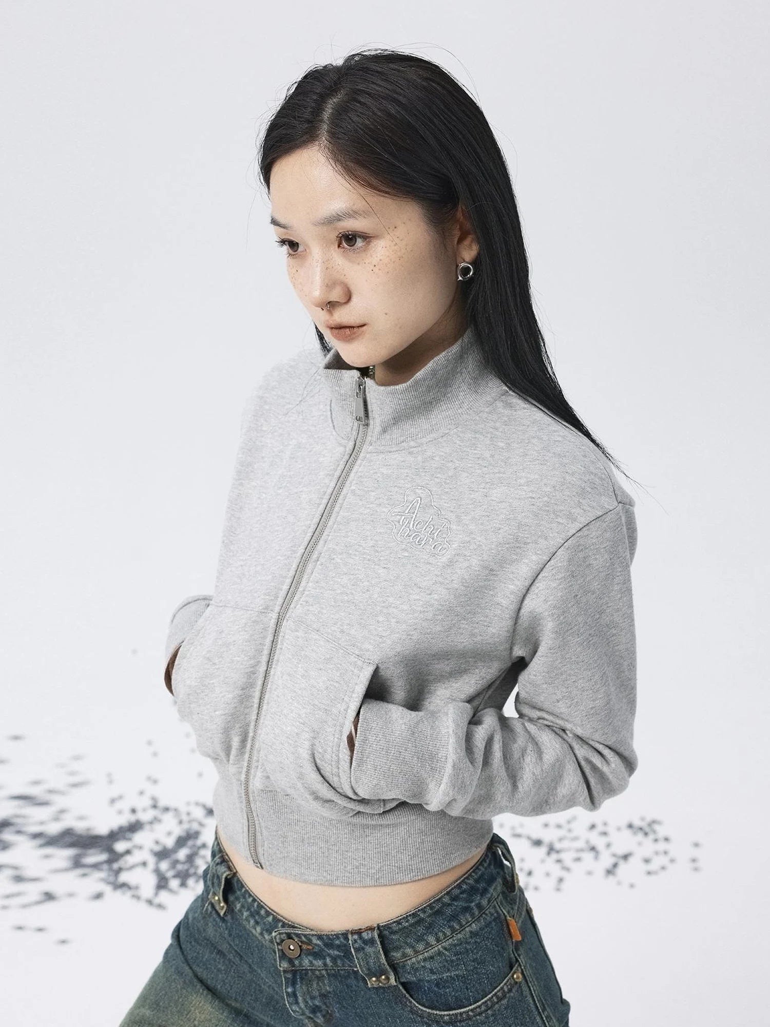 Church Kiss Embroidered Cropped Hooded Jacket