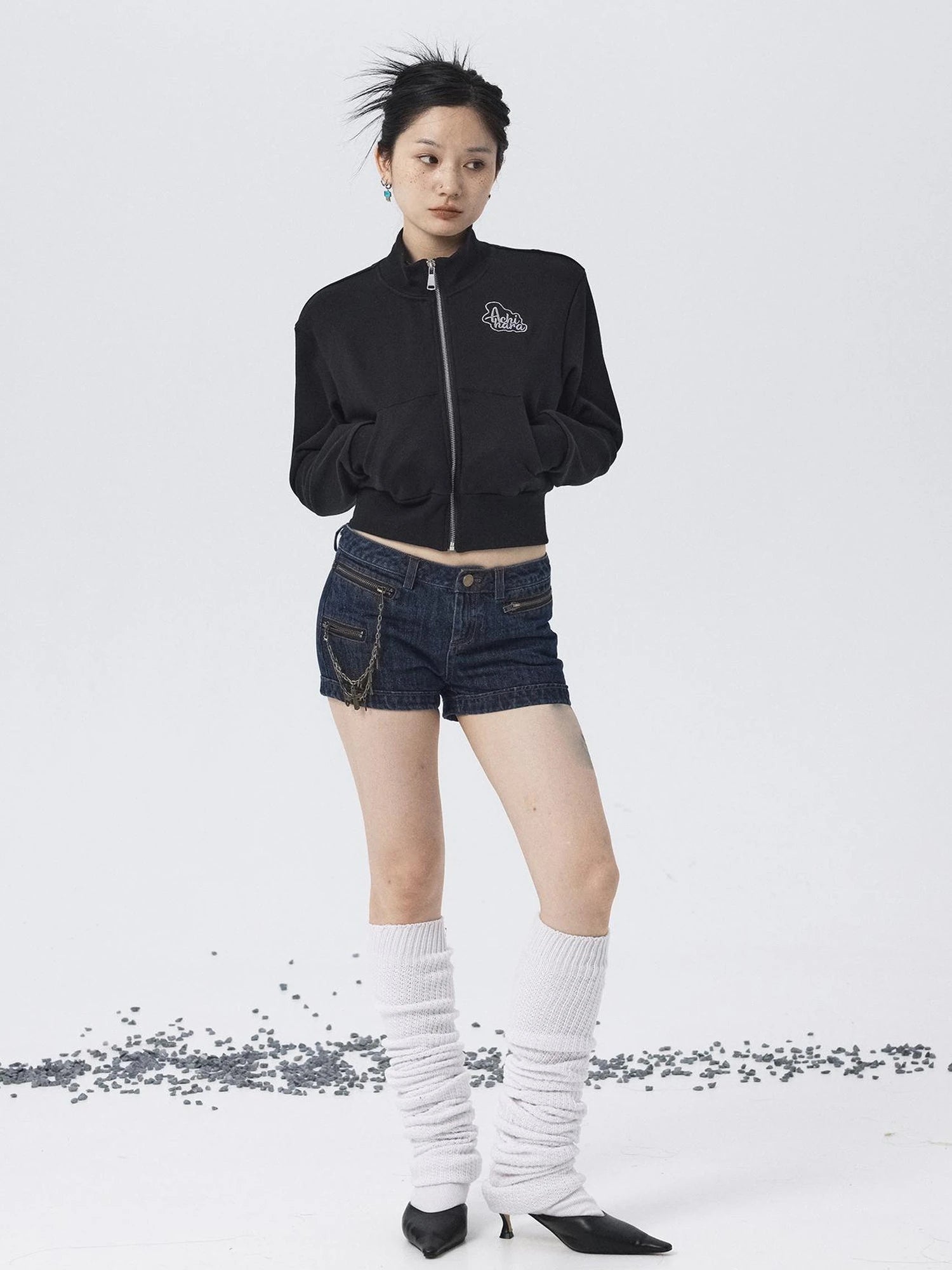 Church Kiss Embroidered Cropped Hooded Jacket