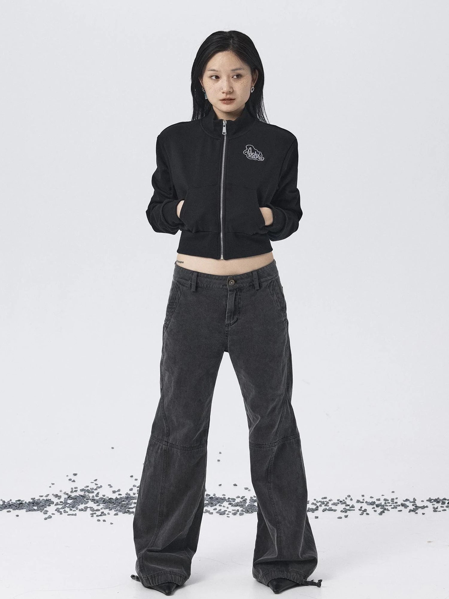 Church Kiss Embroidered Cropped Hooded Jacket