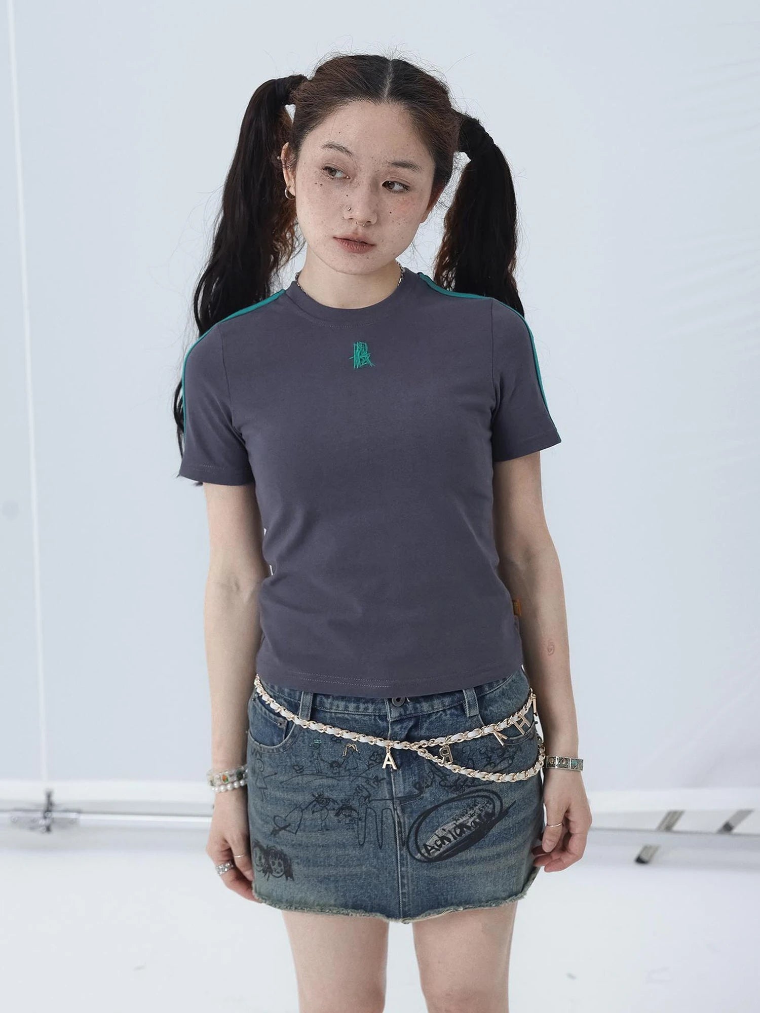 Colorful Cowhide Candy Two Tone Short Sleeve Tee