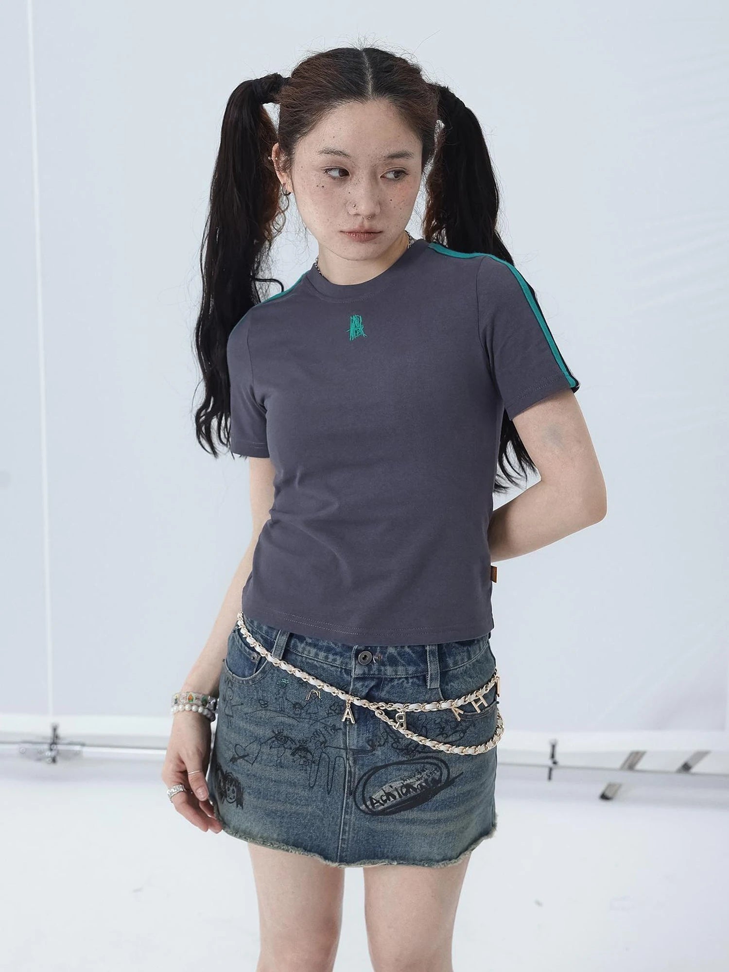 Colorful Cowhide Candy Two Tone Short Sleeve Tee
