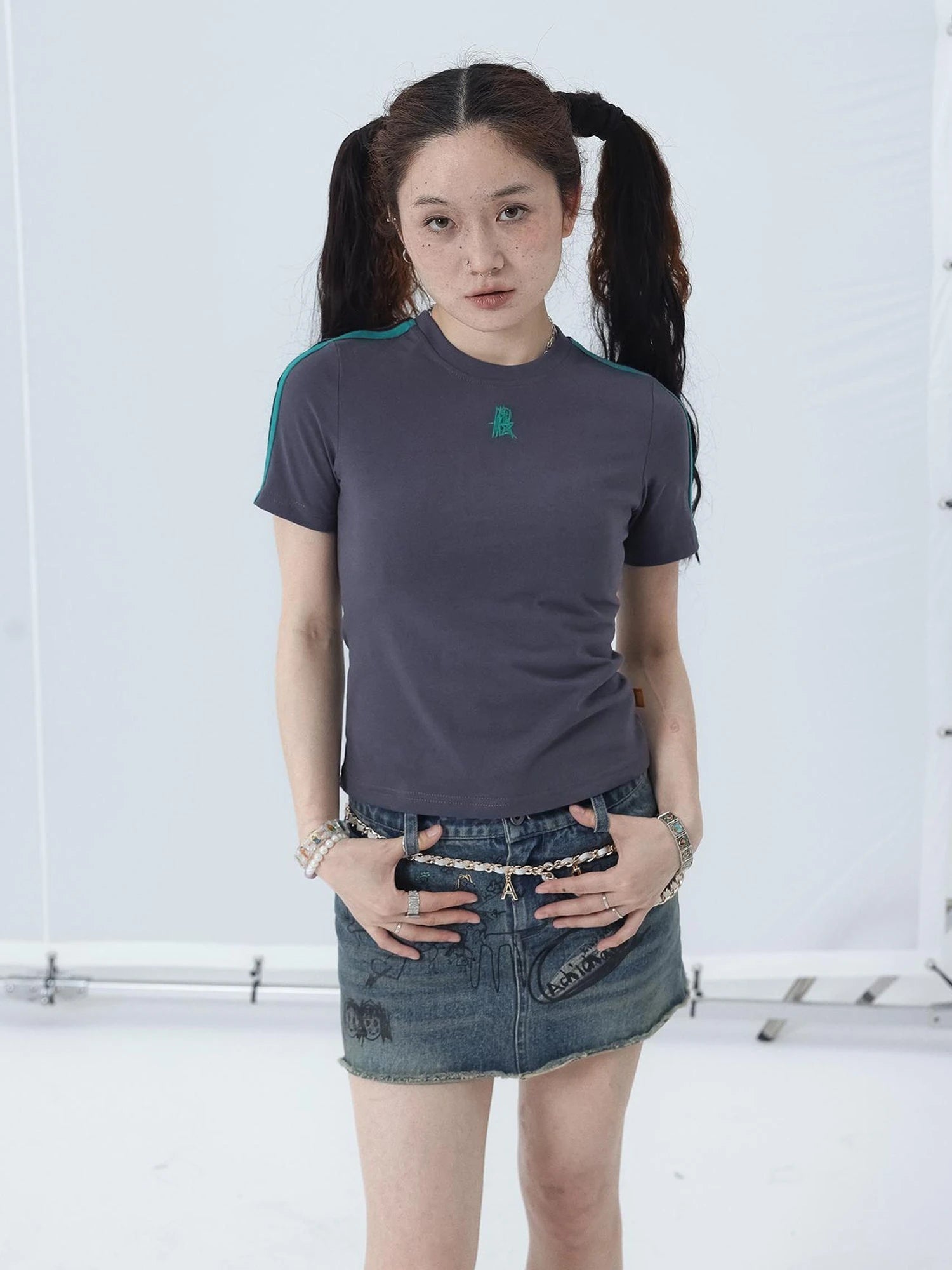 Colorful Cowhide Candy Two Tone Short Sleeve Tee