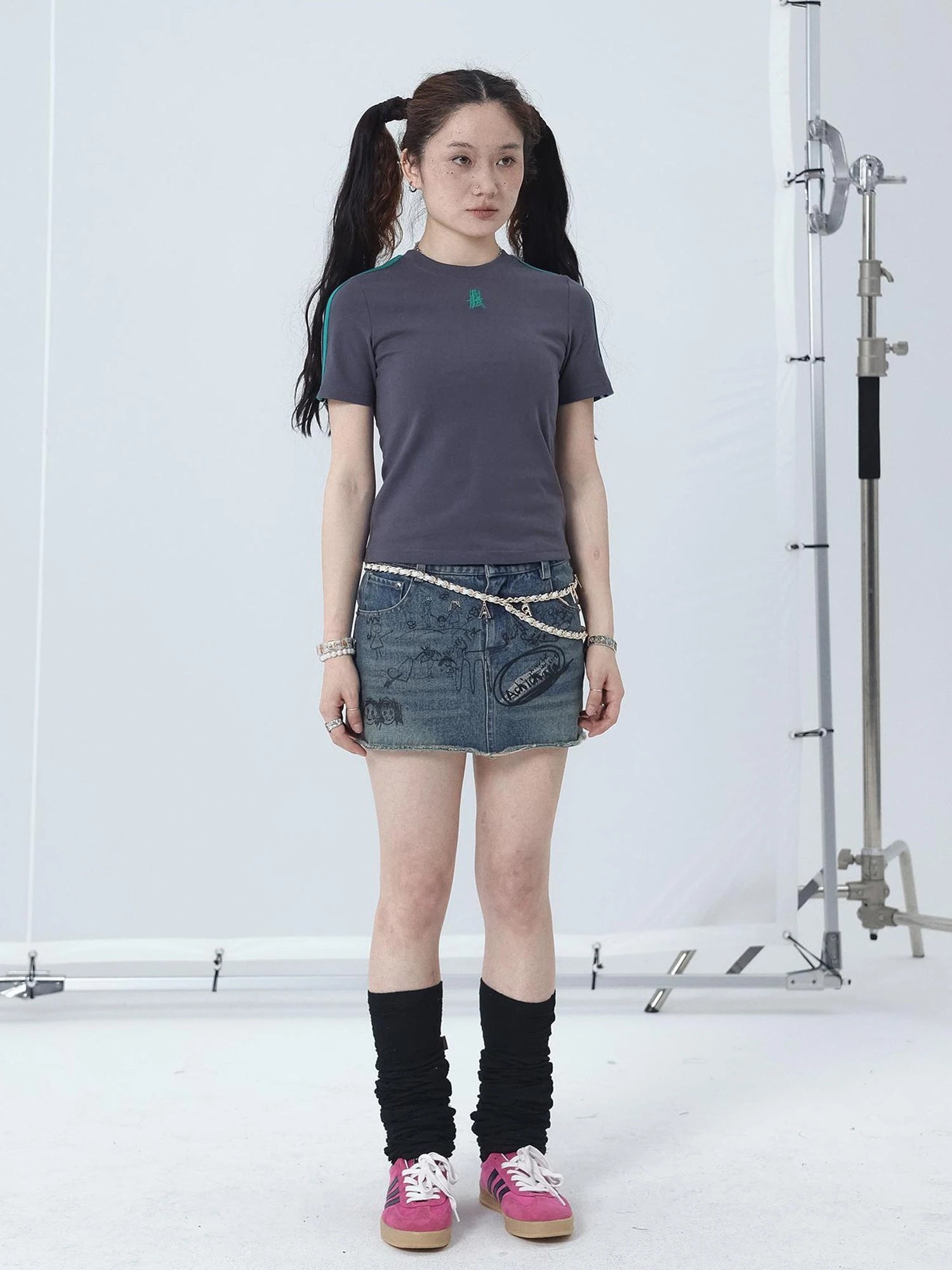 Colorful Cowhide Candy Two Tone Short Sleeve Tee