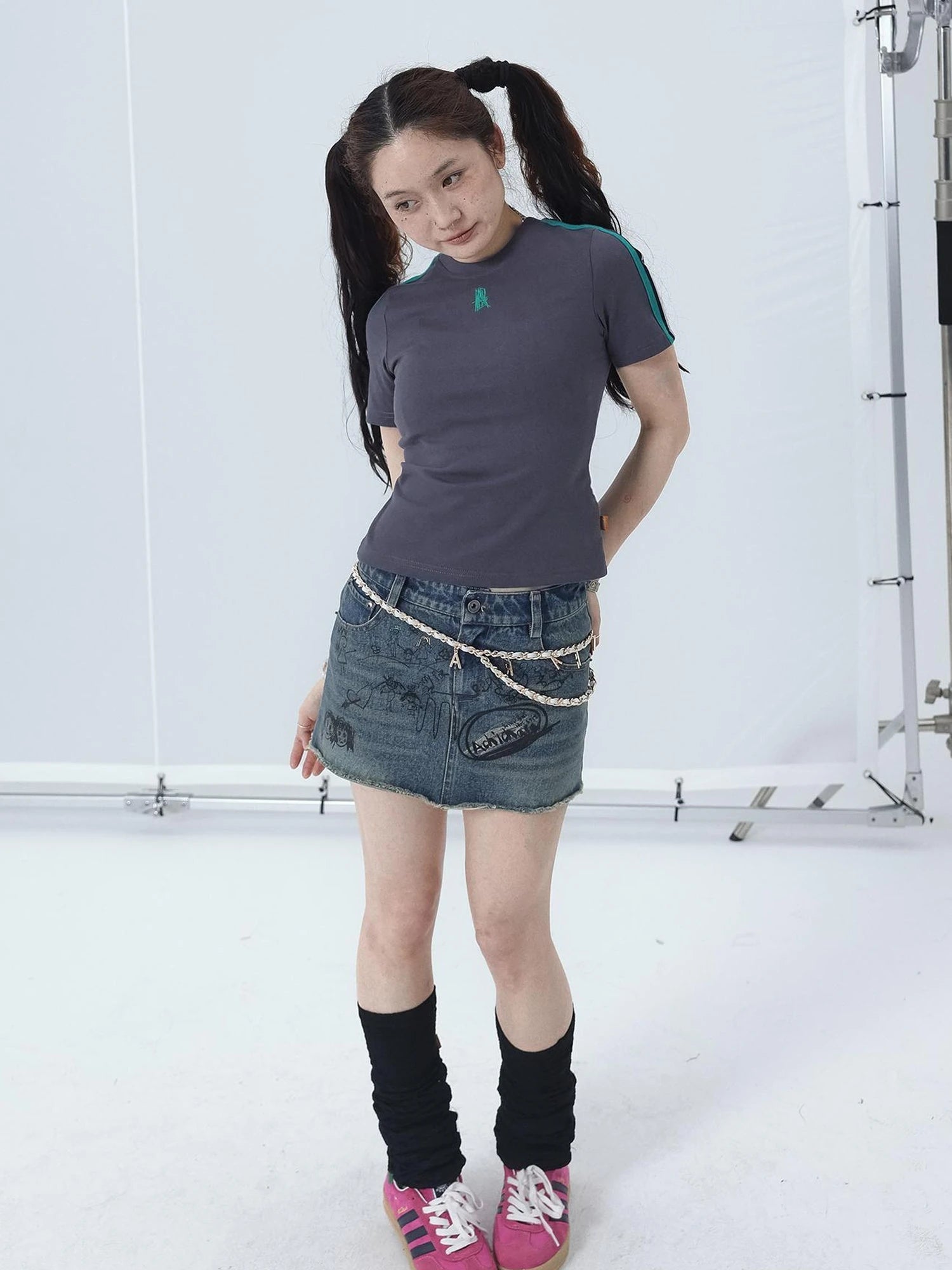 Colorful Cowhide Candy Two Tone Short Sleeve Tee