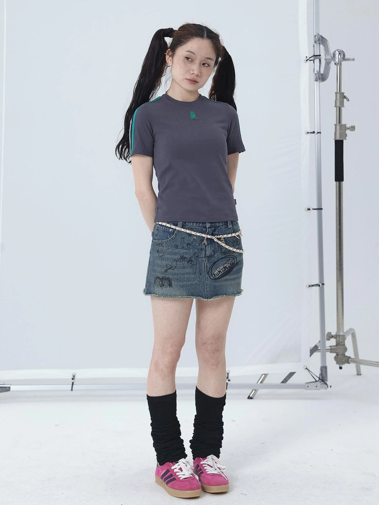 Colorful Cowhide Candy Two Tone Short Sleeve Tee