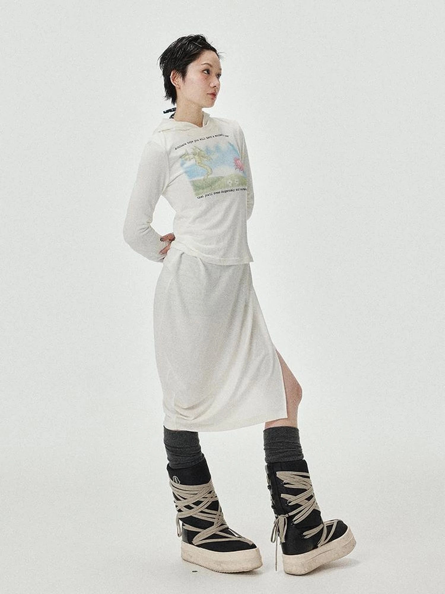 Combustible Ice Mesh Hoodie With Dragon Print